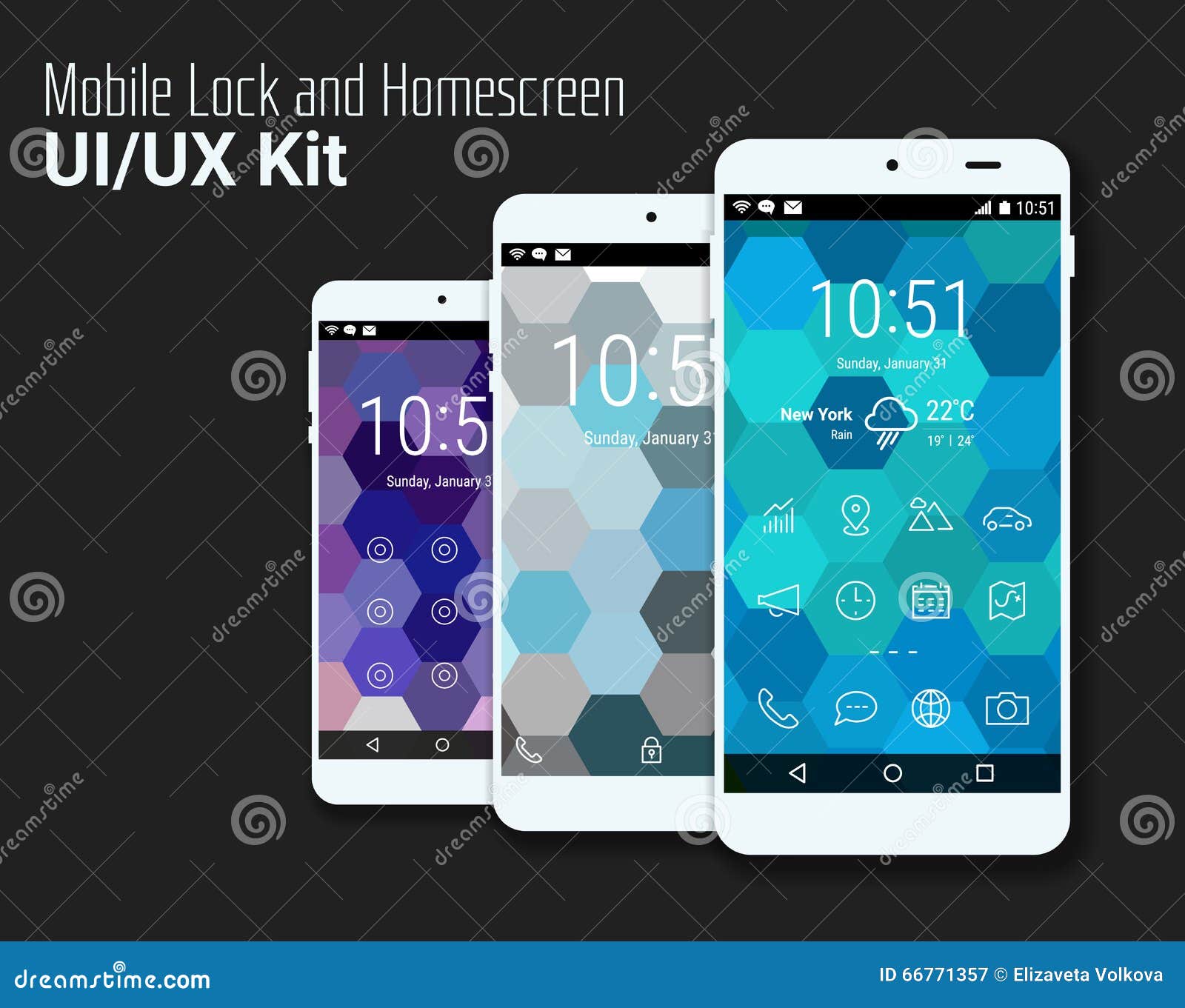 Download Hexagonal Geometric UI Screens Mockup Kit Stock Vector - Illustration of futuristic, mockup ...
