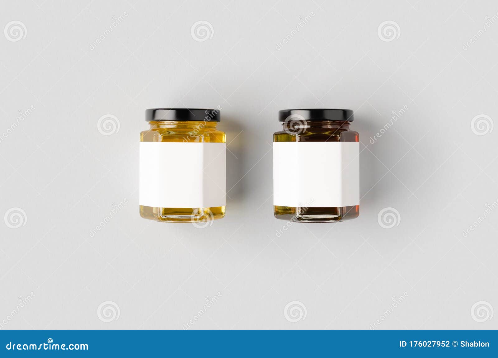 Download Hexagonal Honey Jars Mockup With Blank Label. Two Different Colors Stock Photo - Image of acacia ...