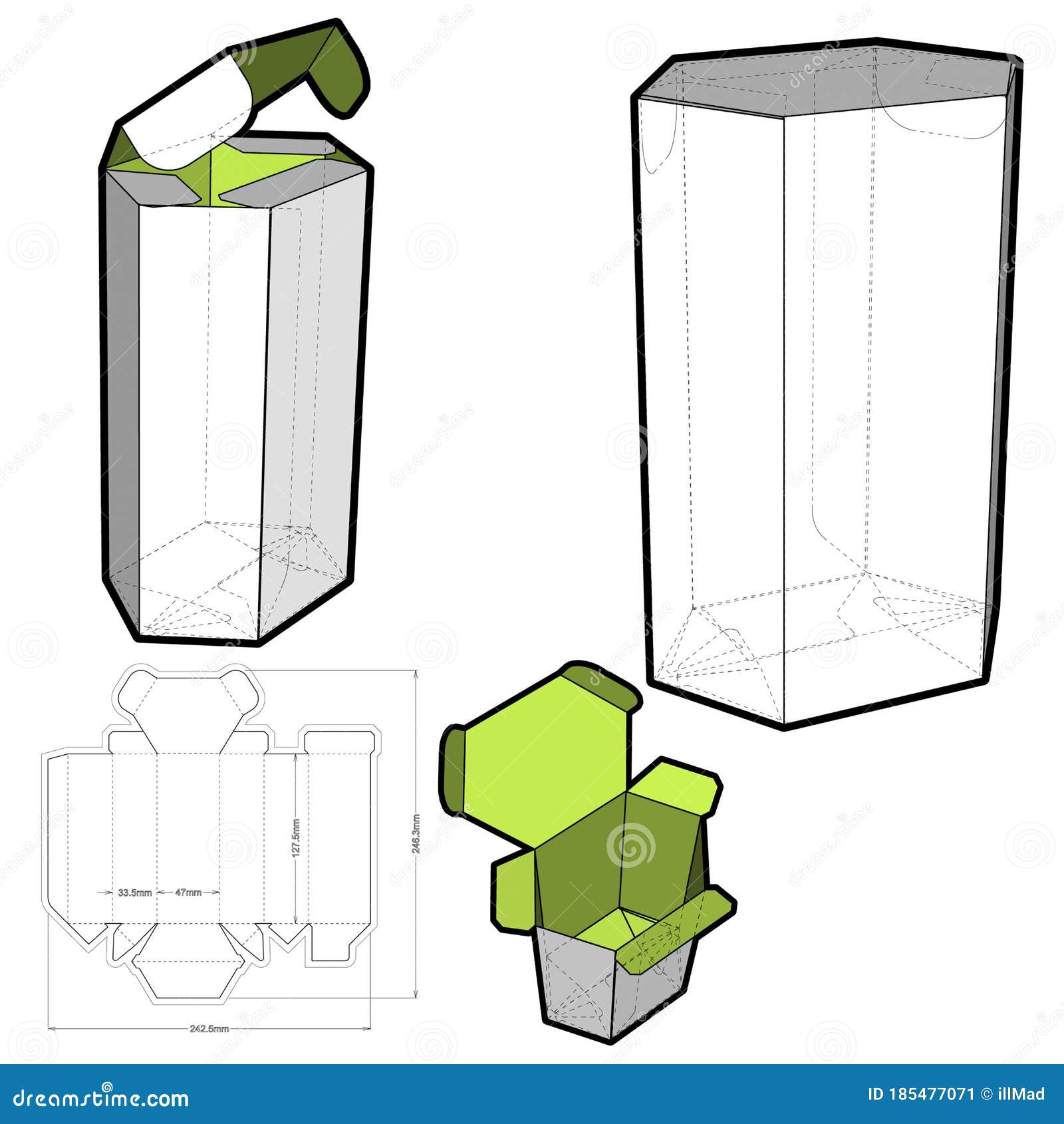 hexagonal self asembly and die-cut pattern.