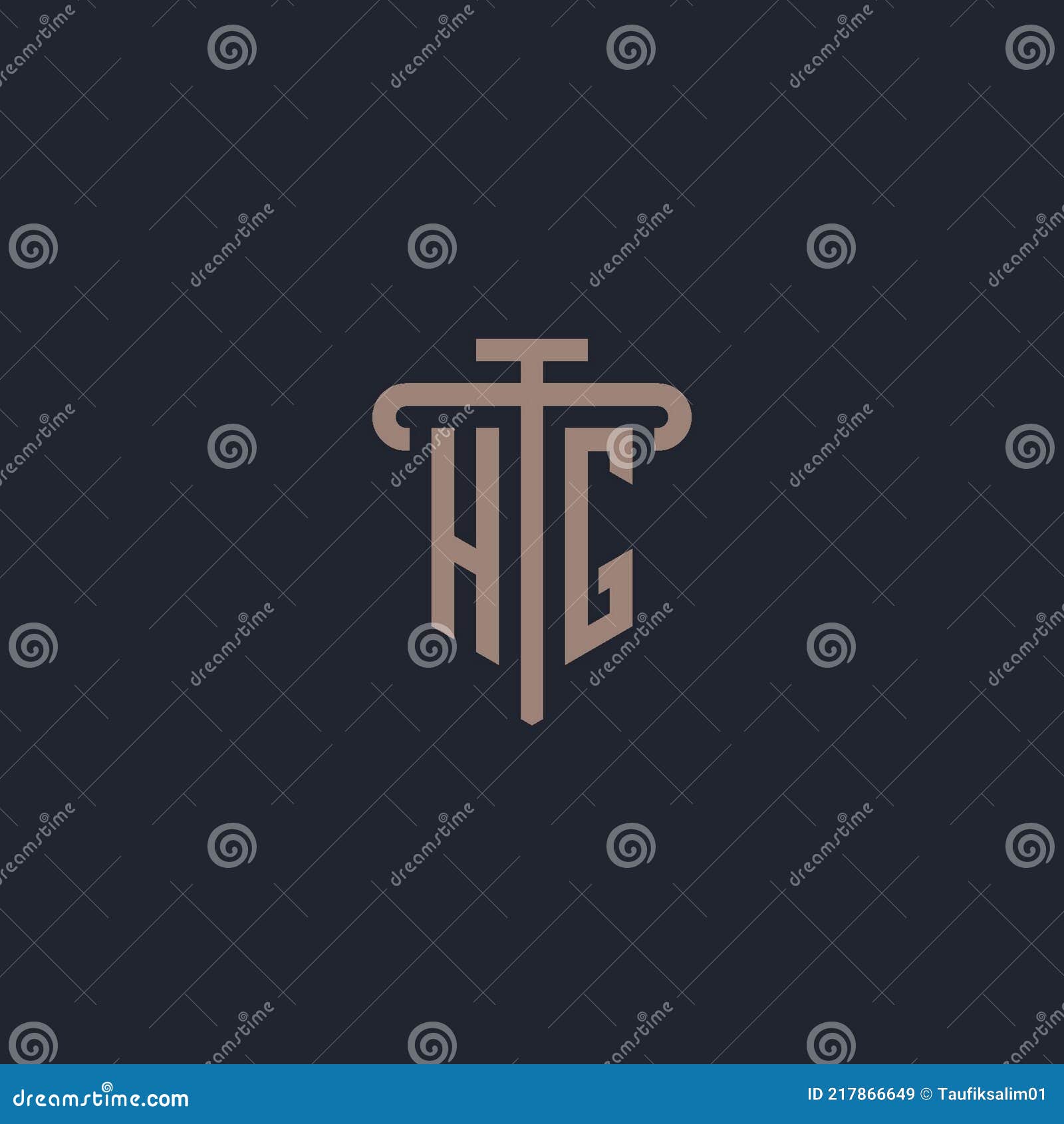 hg initial logo monogram with pillar icon 