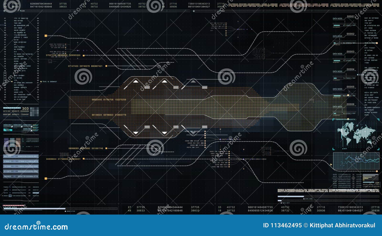 Hitech User Interface Head Up Display with Digital Data Information