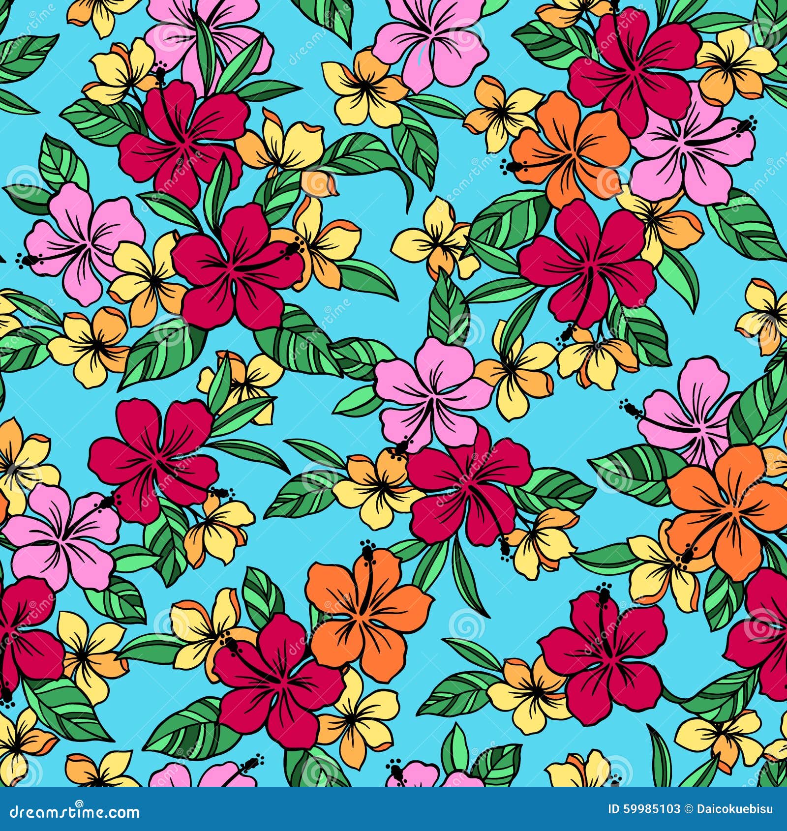Hibiscus flower pattern stock illustration. Illustration of aloha