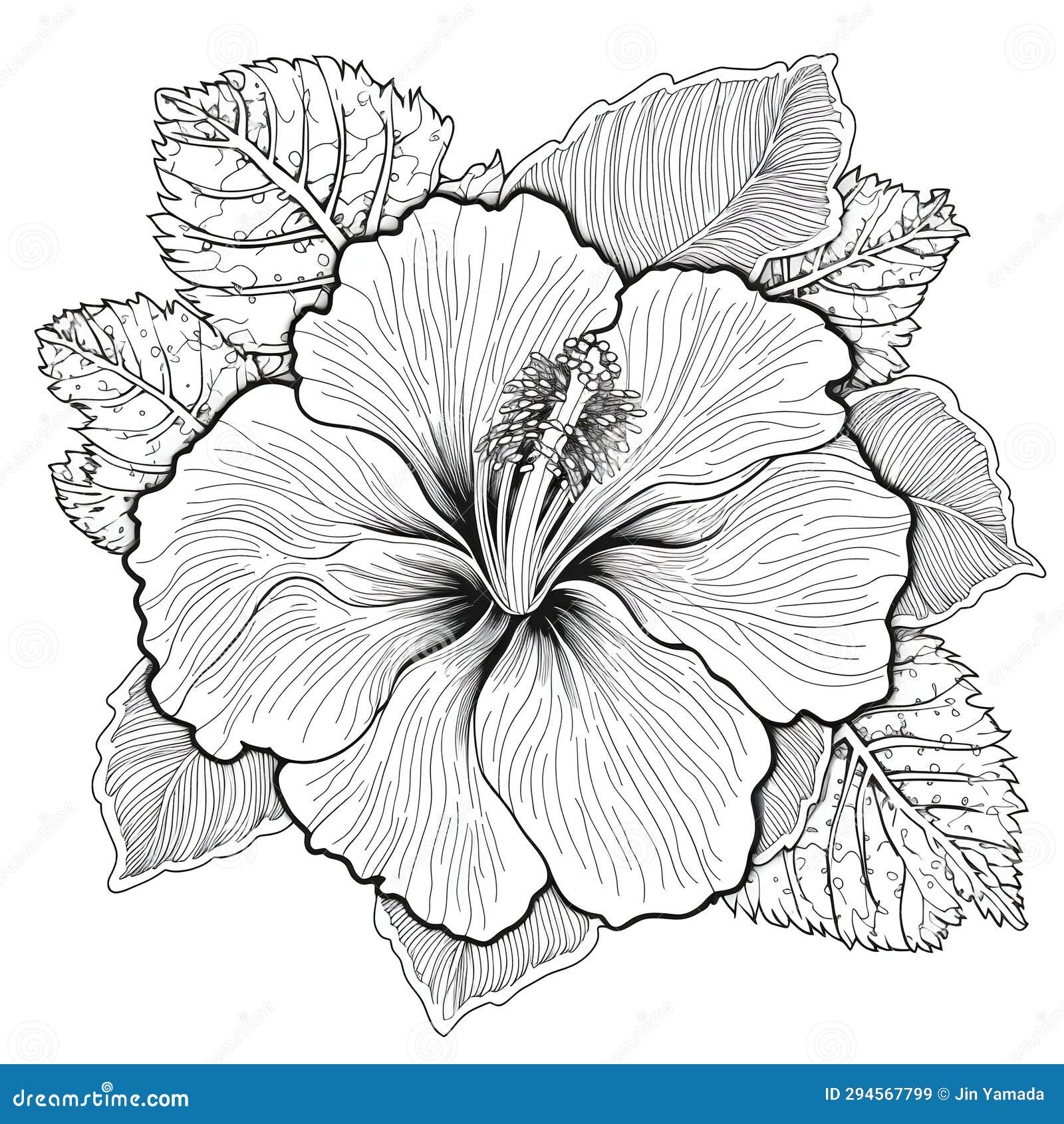 Hibiscus Flower. Vector Illustration. Black and White Stock ...