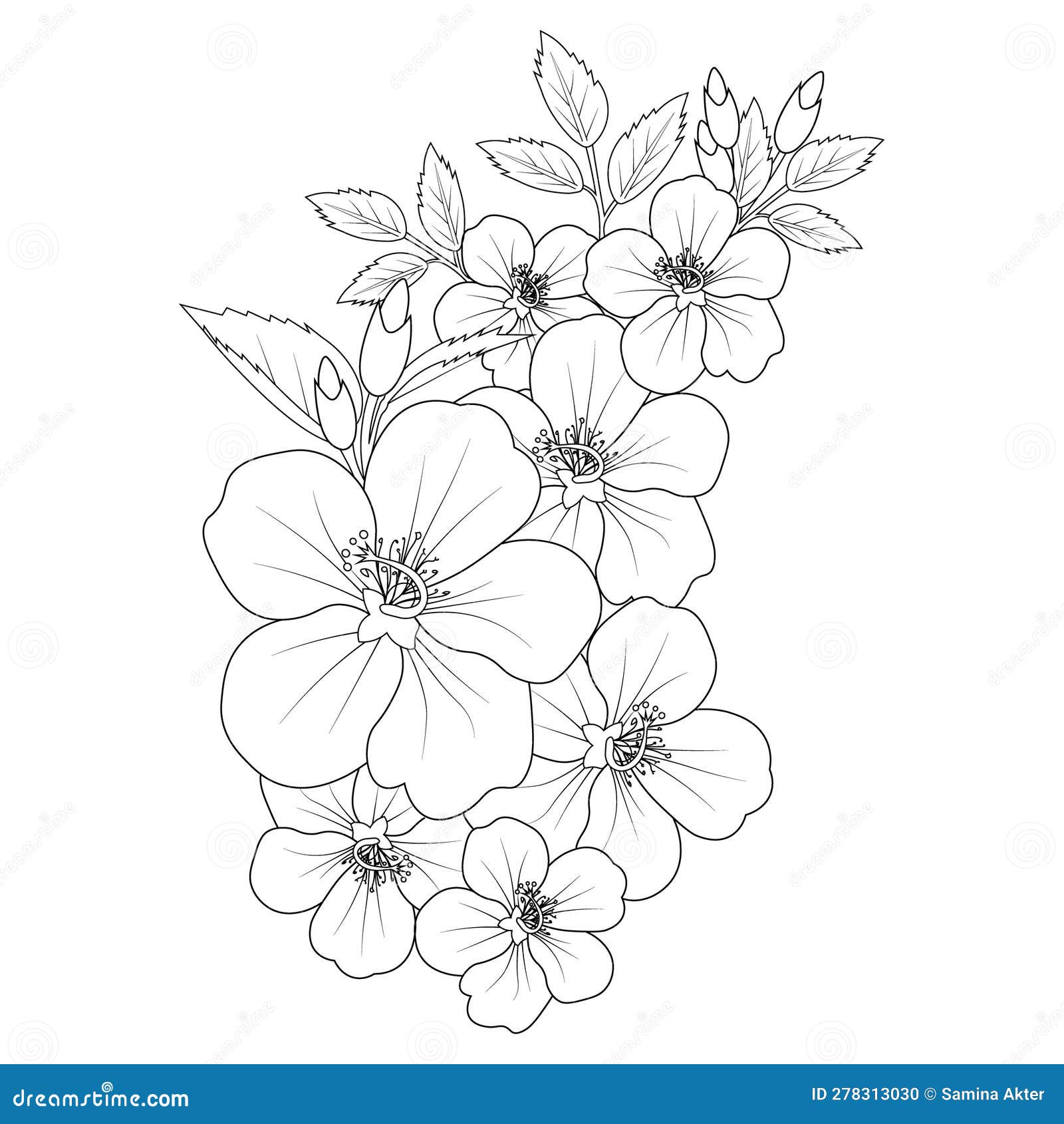 Hibiscus Flower Zendoodle Tattoo Design. Bouquet of Hibiscus Flower ...