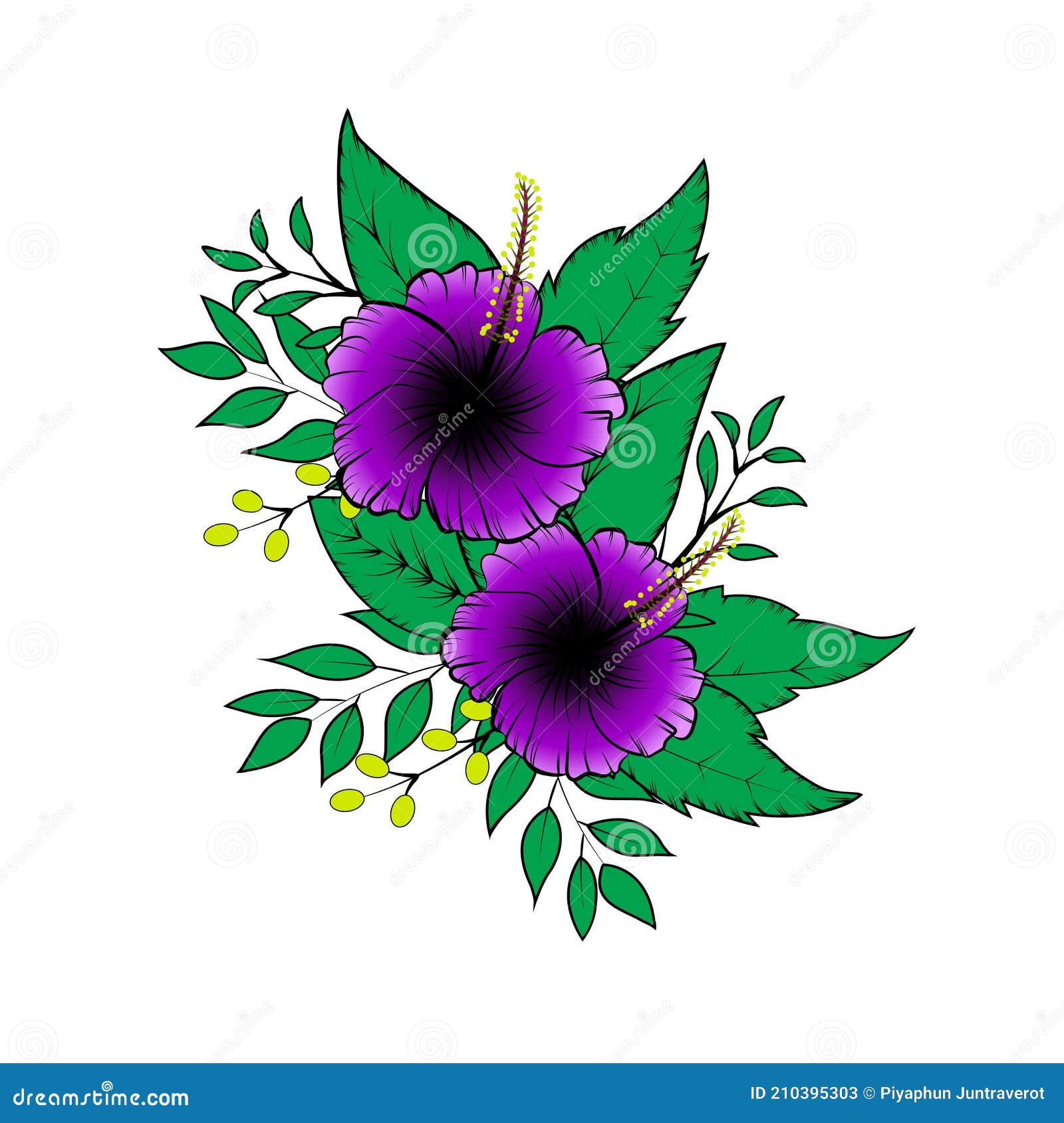 Hibiscus Purple Flower Image Graphics For Background Wallpaper Backdrop Isolated White Background Vector Illustration Stock Illustration Illustration Of Design Bloom 210395303
