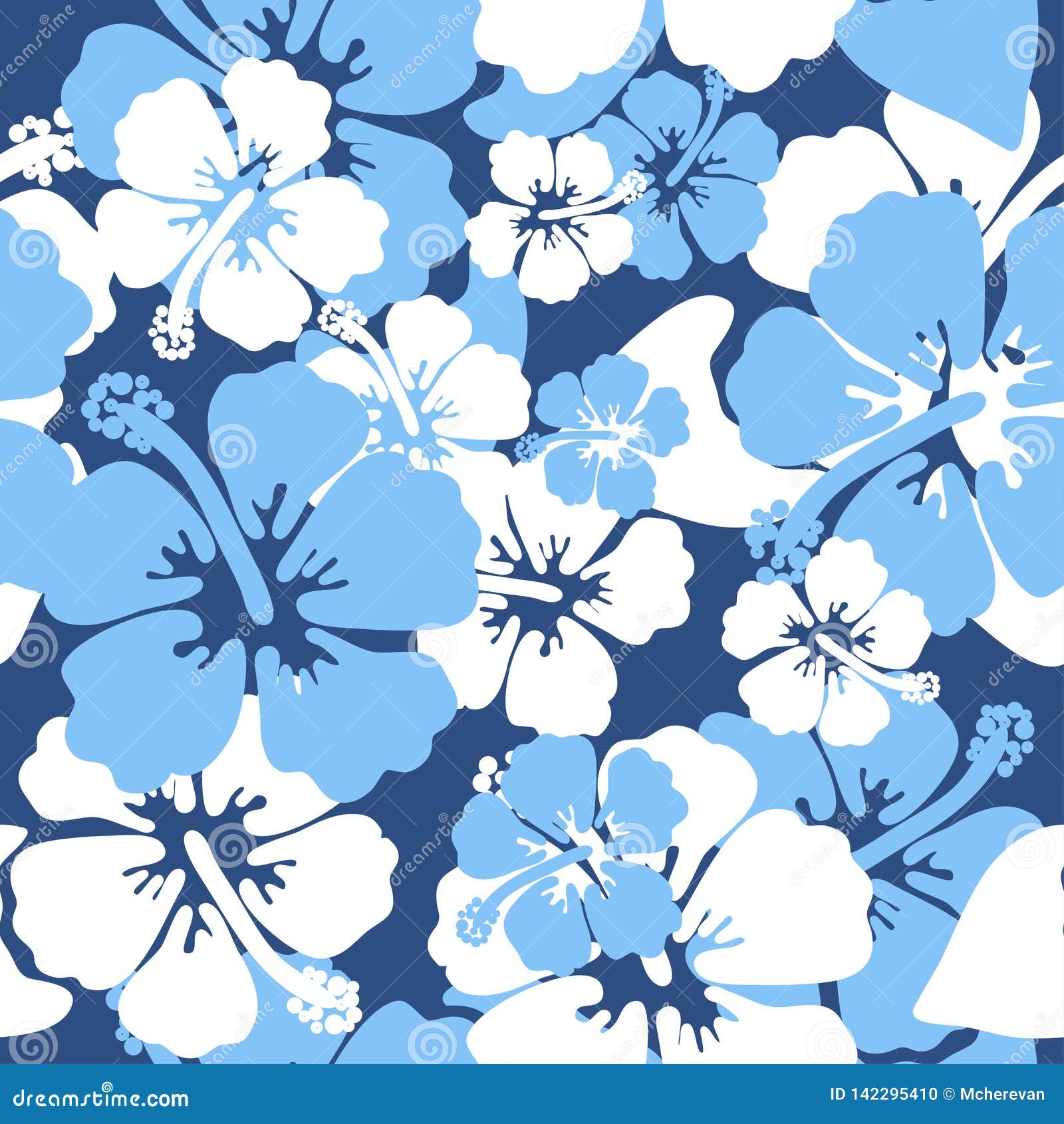 Hibiscus Seamless Background Vector Design Summer Shirt Stock Illustration  - Illustration of hibiscus, leaf: 142295410