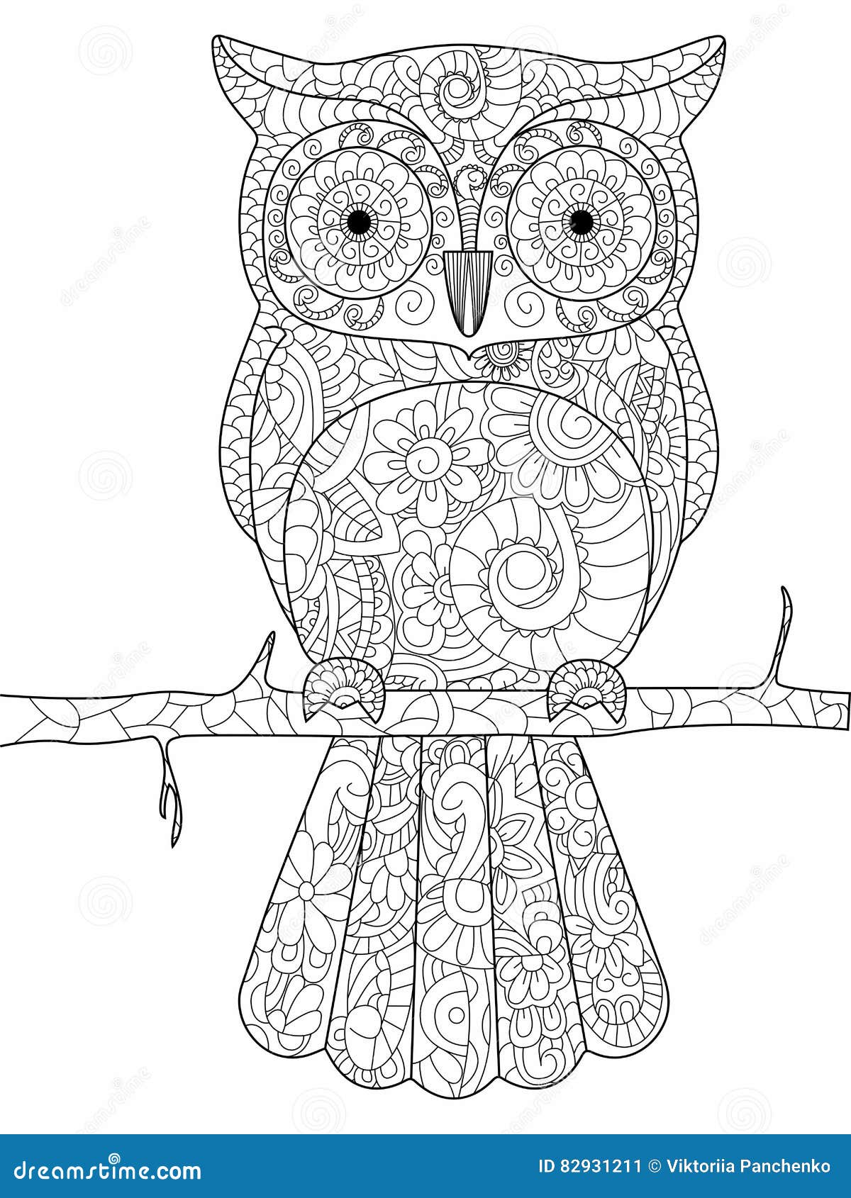 Hibou Sur Un Vecteur De Livre De Coloriage De Branche Pour Des adulte coloration d hibou