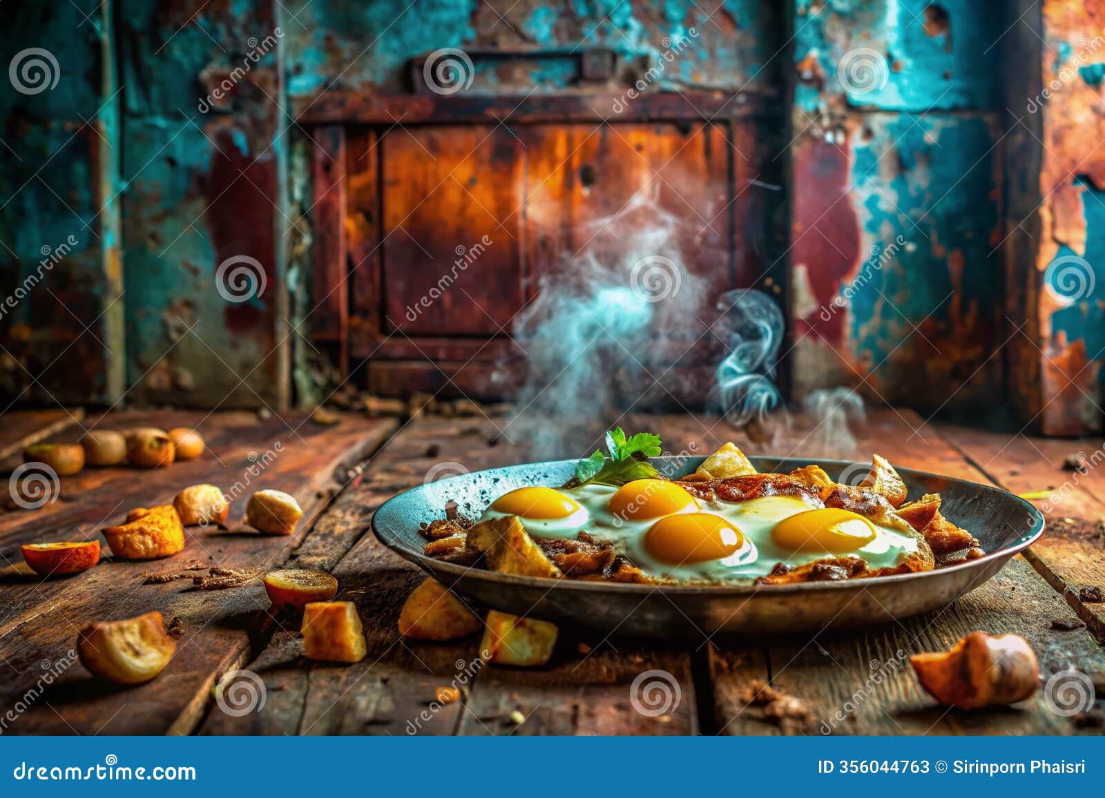hidden haven a steaming breakfast in an abandoned urban structure exploring abstract textures and the beauty of decay