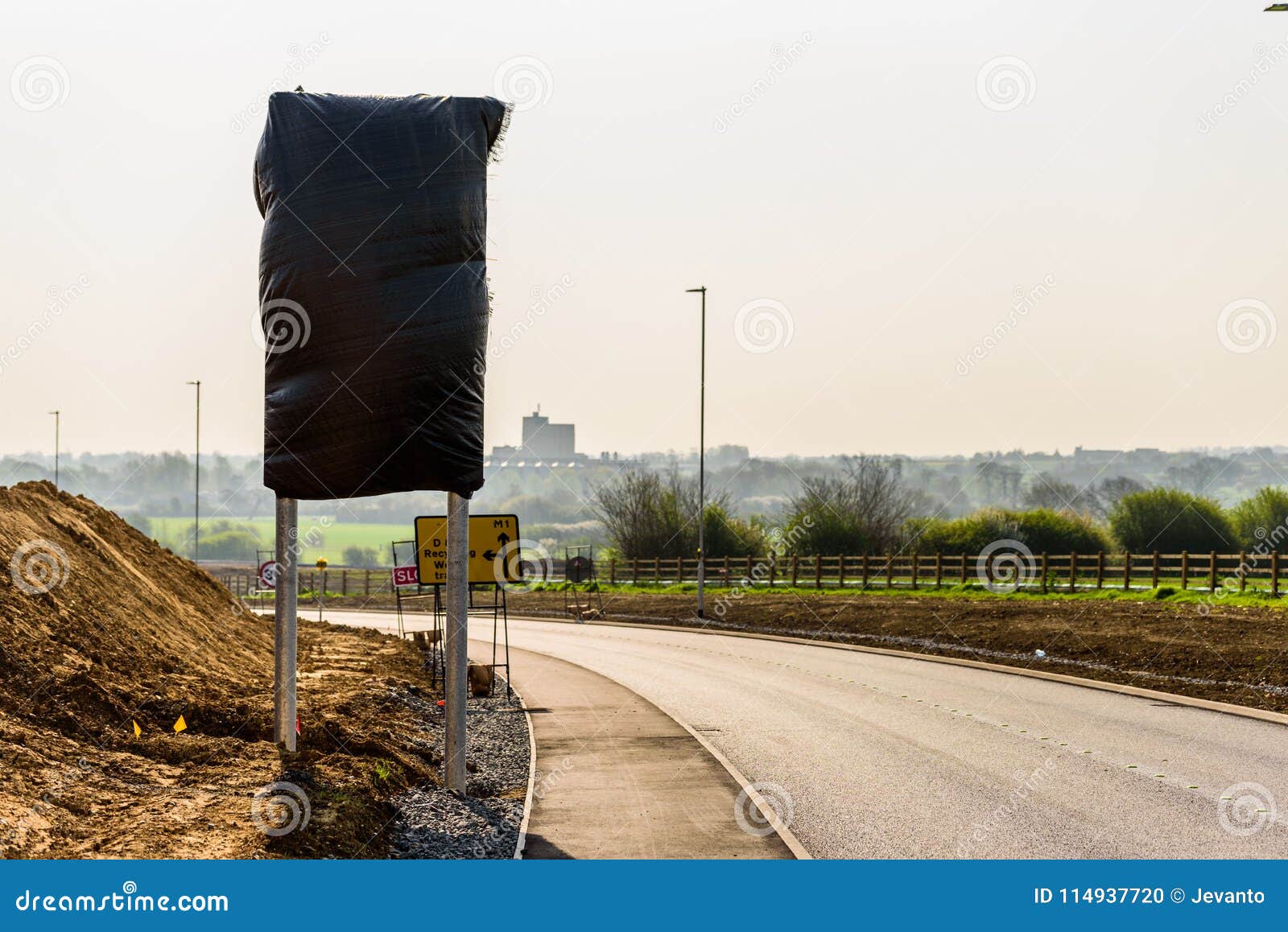 Hidden Road Sign on Roadworks on UK Motorway Stock Photo - Image of ...