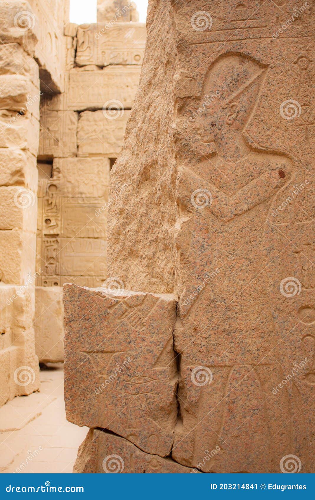 hieroglyph of a men in the ruins of the temple
