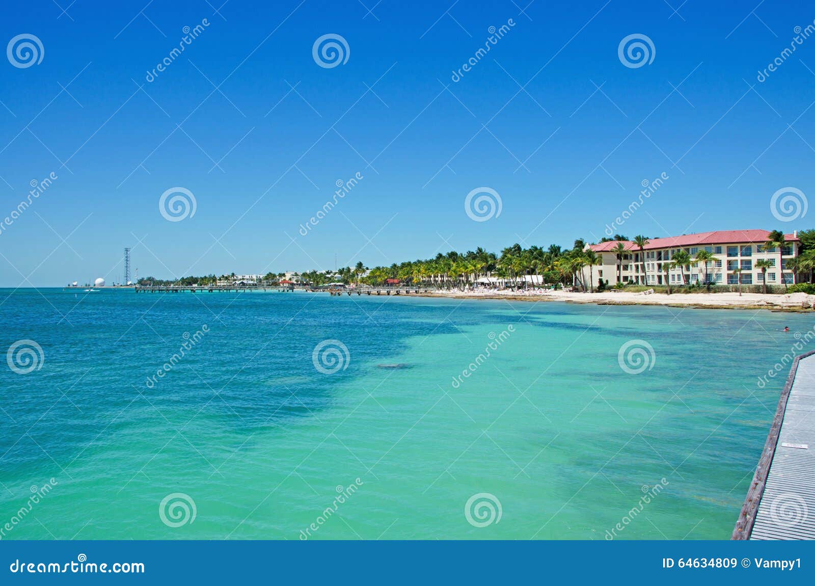 higgs beach pier, palms, houses, sea, key west, keys, cayo hueso, monroe county, island, florida