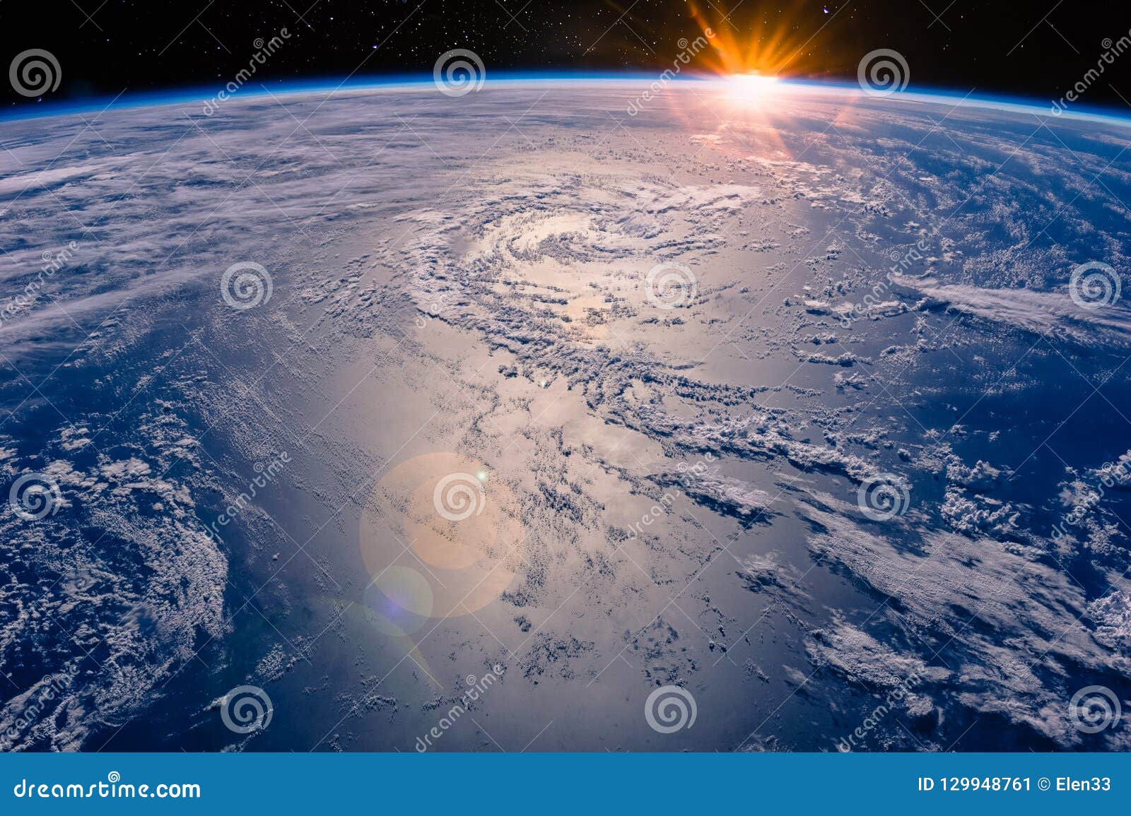 high altitude view of the earth in space.