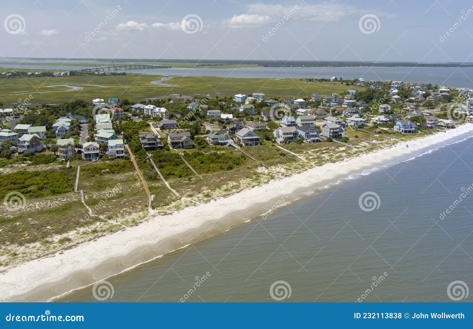 High Angle Aerial View of Oceanfront Properties in South Carolina Stock
