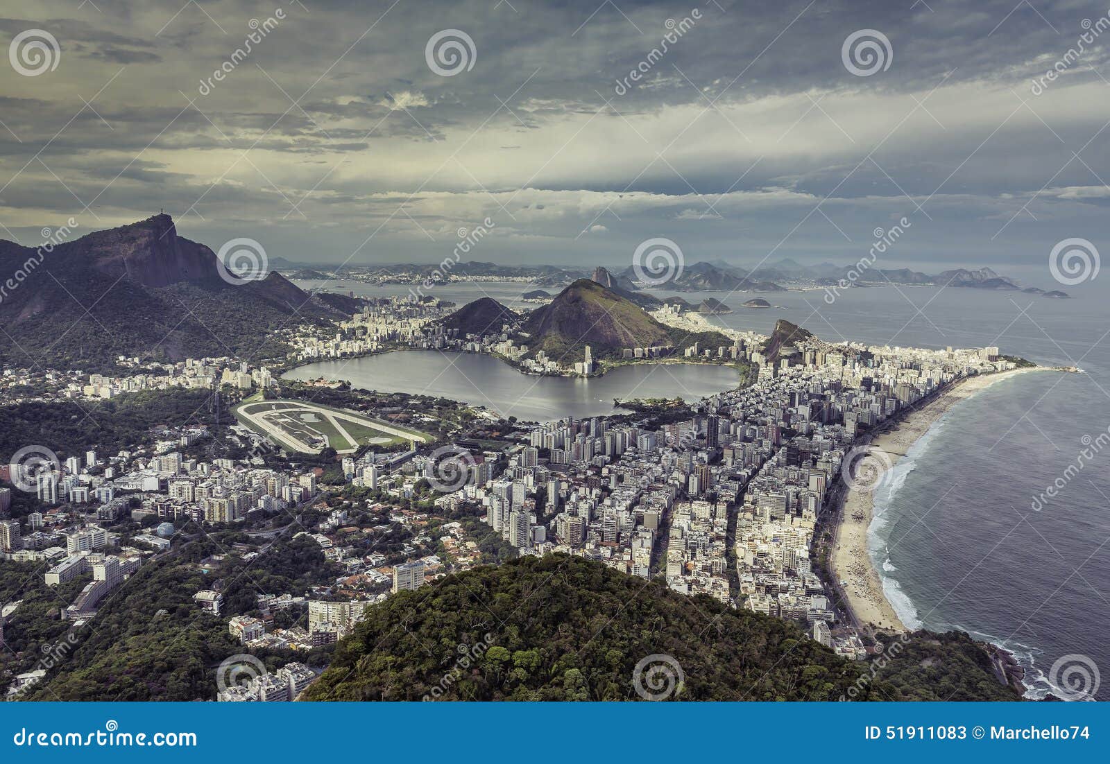 RPPC Aerial View COPACABANA Rio De Janeiro Brasil Coast Brazil Postcard 1960