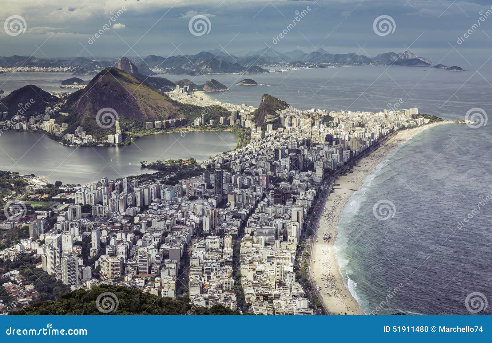 RPPC Aerial View COPACABANA Rio De Janeiro Brasil Coast Brazil Postcard 1960
