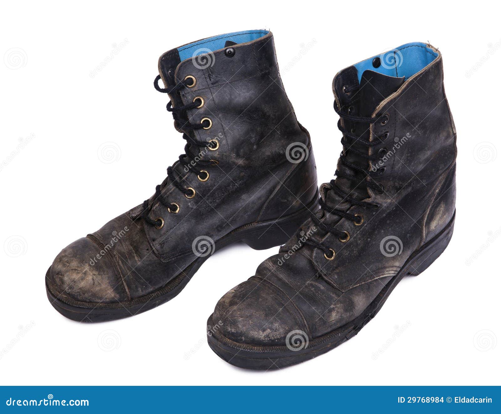 Isolated Used Army Boots - High Angle Diagonal Stock Photo - Image of ...