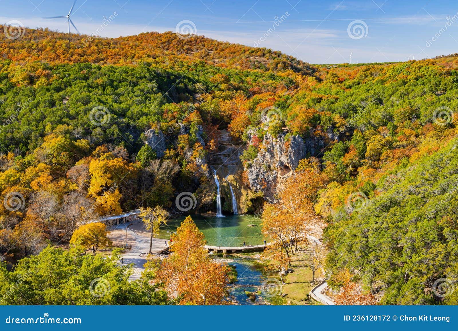 High Angle View of the Beautiful Landscape of Turner Falls Stock Photo