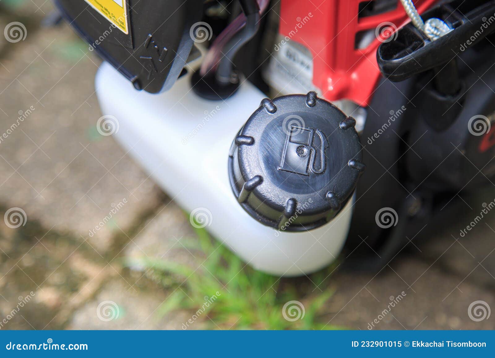 High Angle View Fuel Tank of Lawn Mower on Ground Stock Image Image