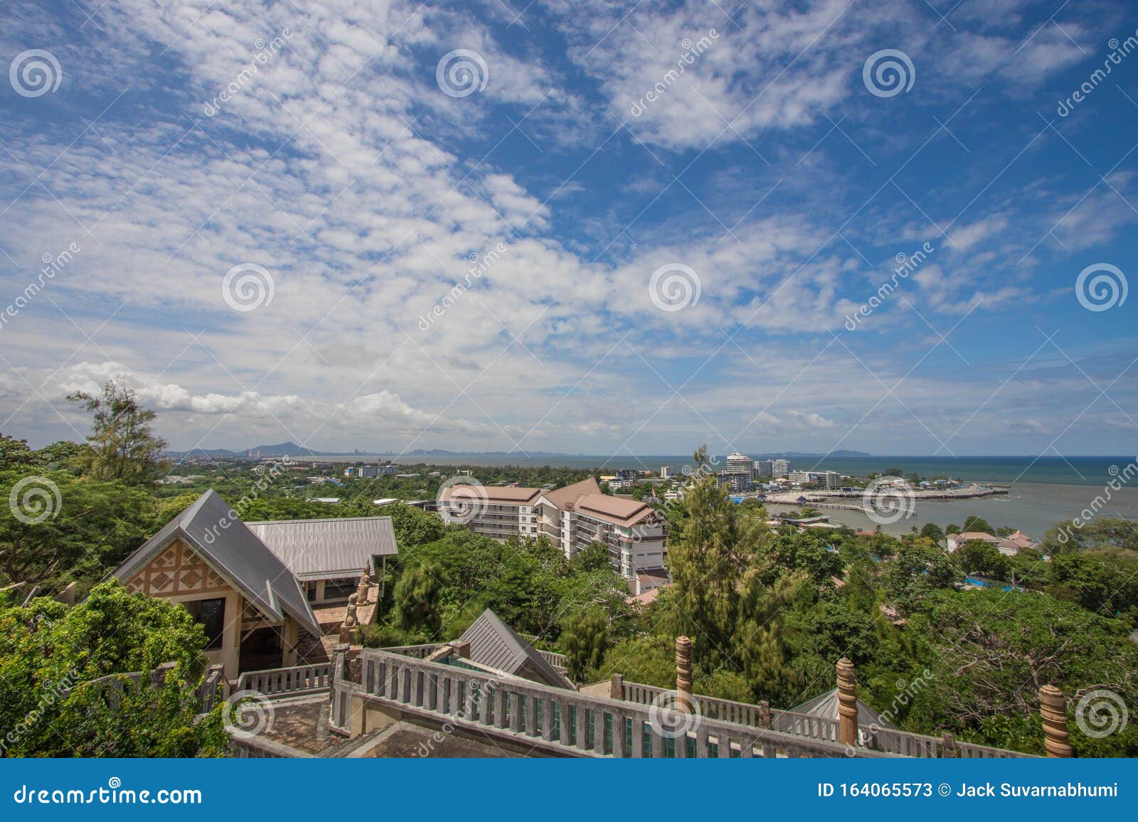 High Angle View Sea And Blue Sky Chon Buri Thailand Stock Image