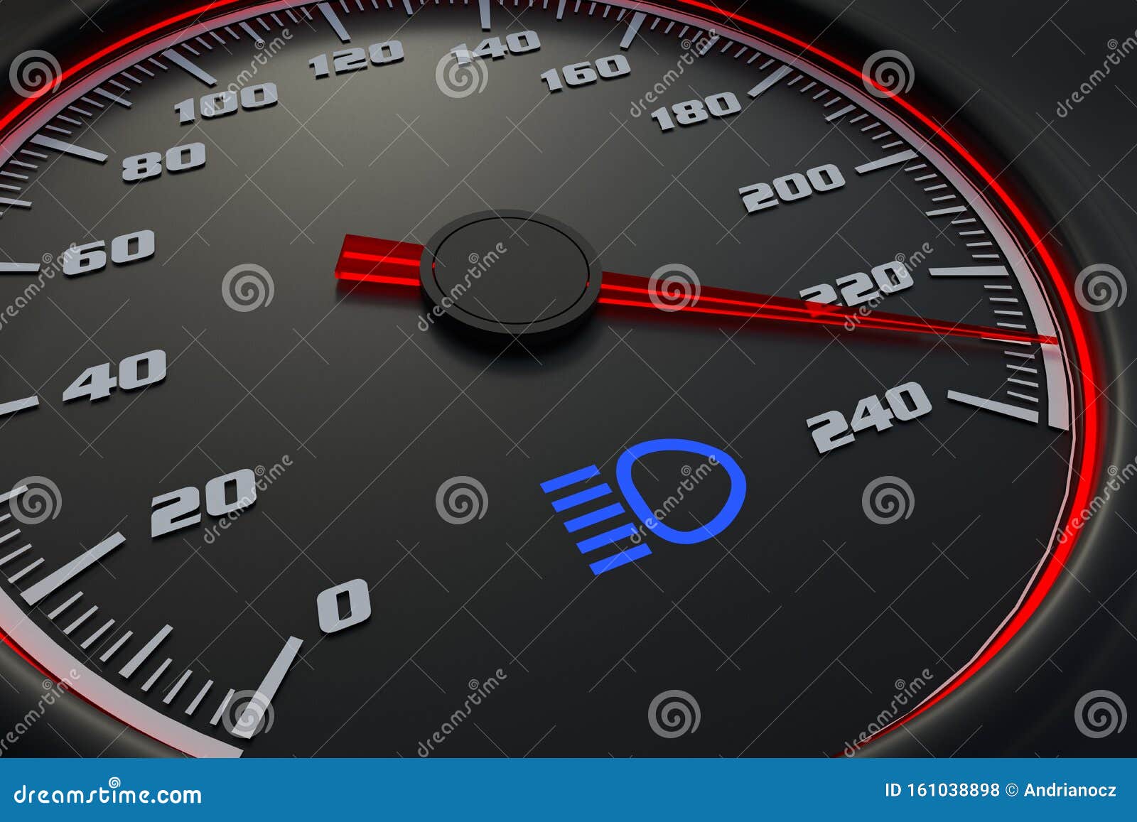 High Beam Light on Car Dashboard Stock Illustration Illustration of