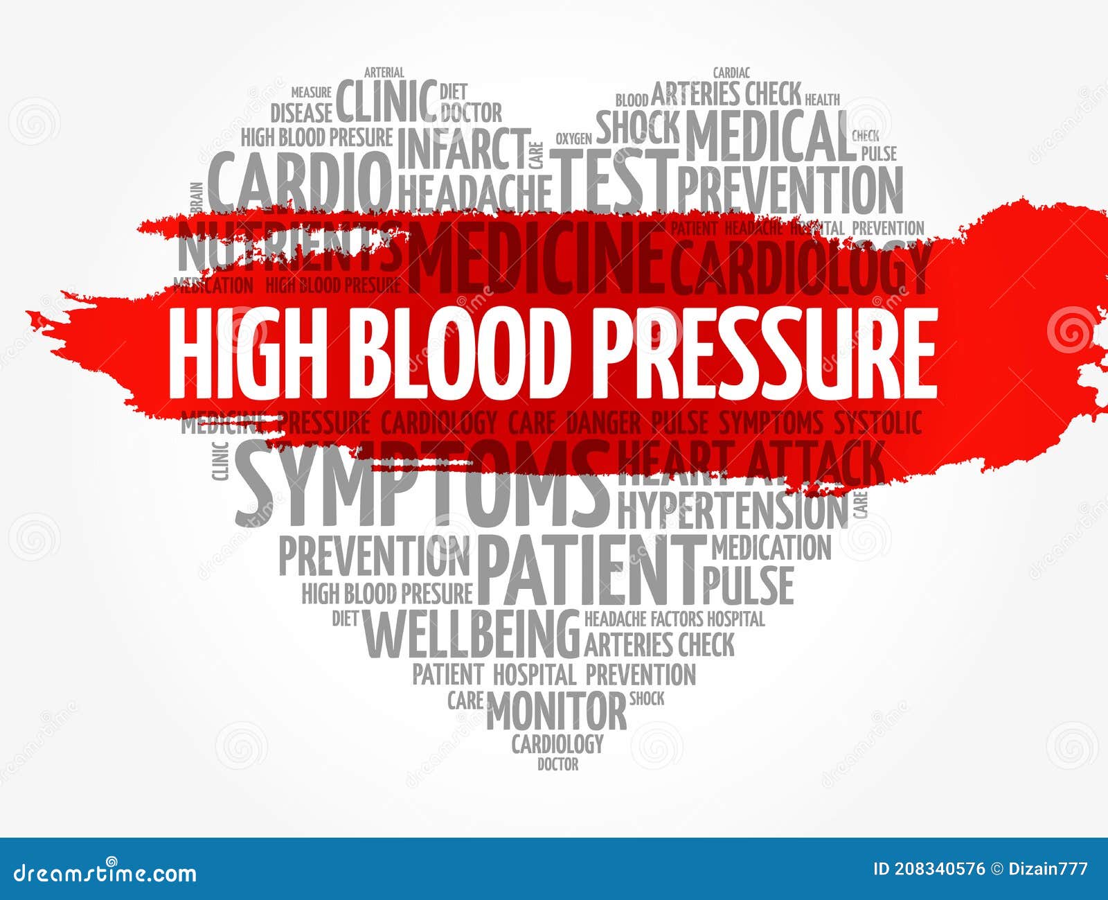High Blood Pressure Hbp Heart Word Cloud Health Concept Background