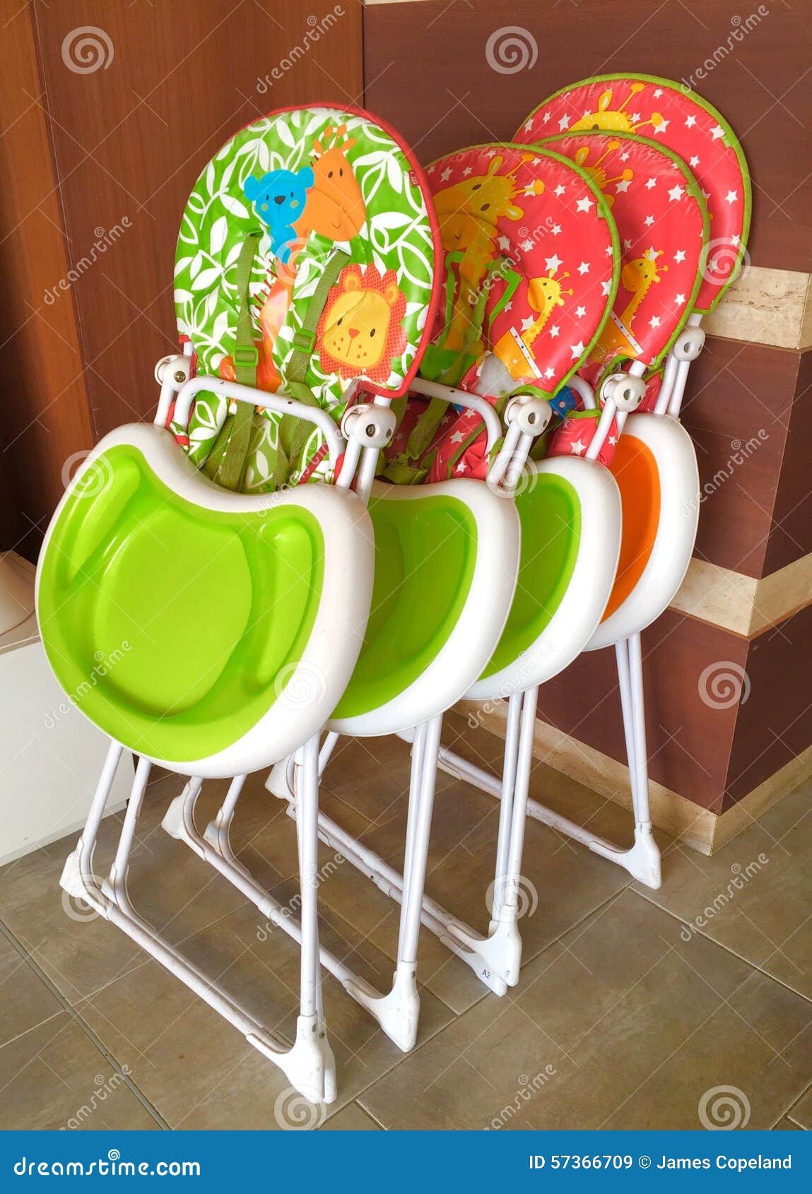 High Chairs Stacked Up in a Restaurant Stock Image Image of