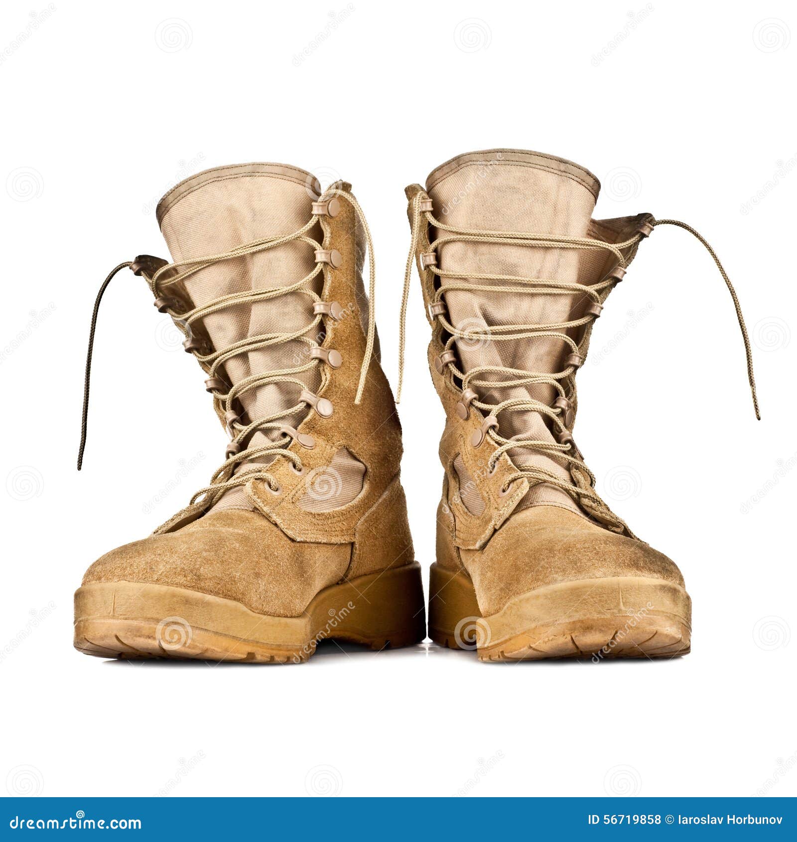 Old Combat Boots, Dog Tags, And Helmet With American Flag RoyaltyFree