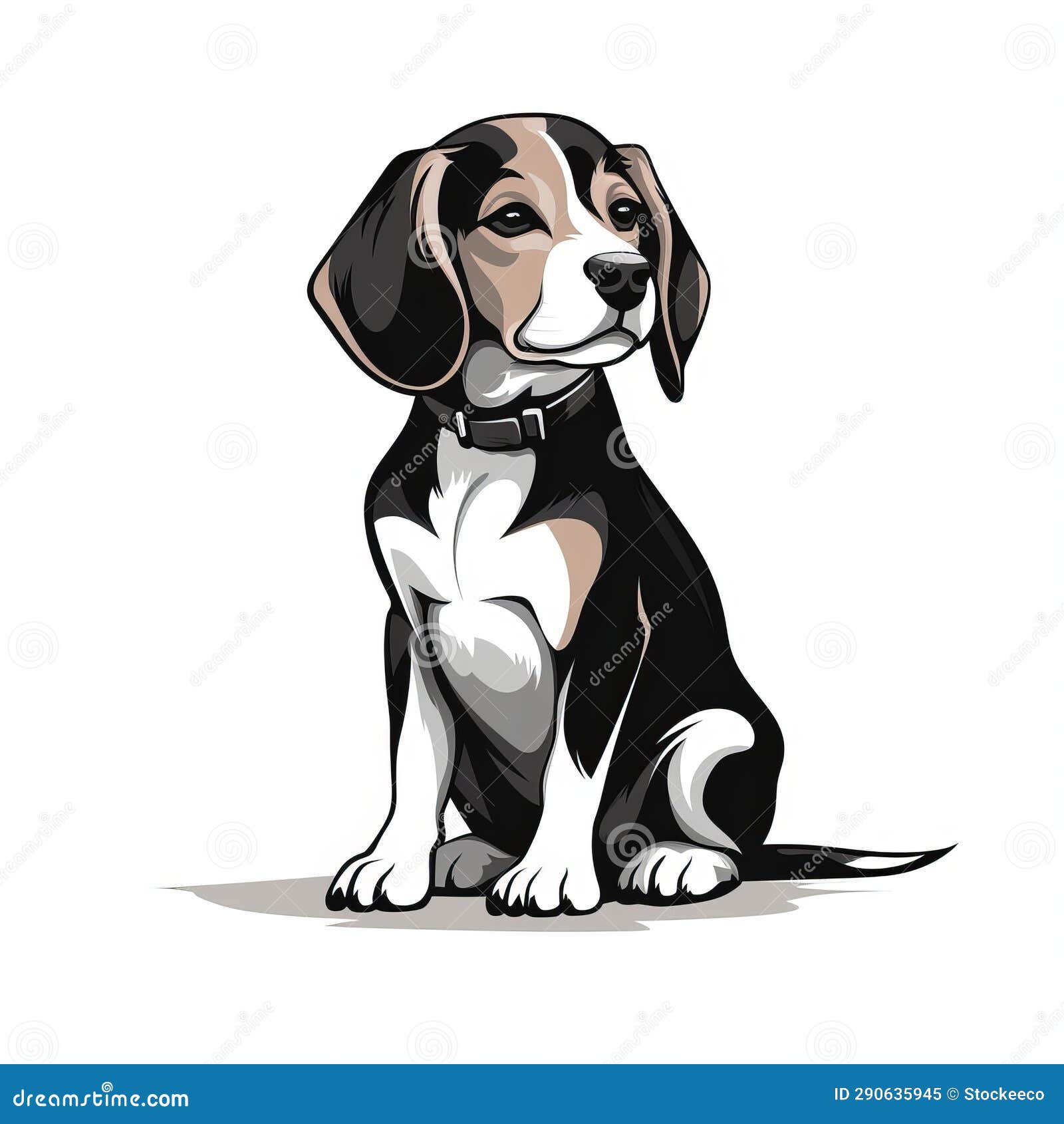 high-contrast beagle dog cartoon  by john walker