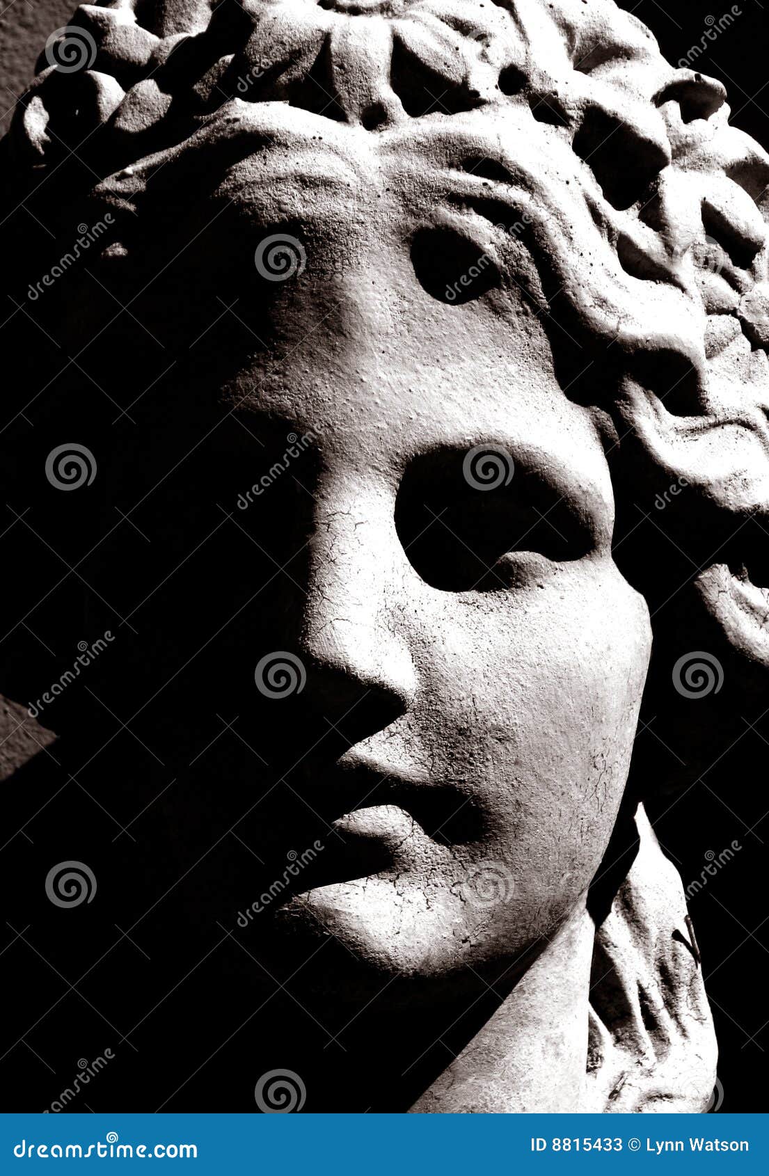 high contrast photo of a greek sculpture