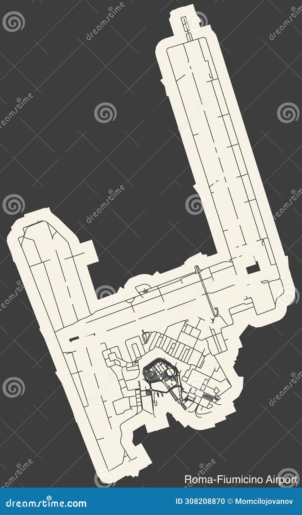 Terminals Layout Plan of the LEONARDO DA VINCIFIUMICINO AIRPORT (FCO