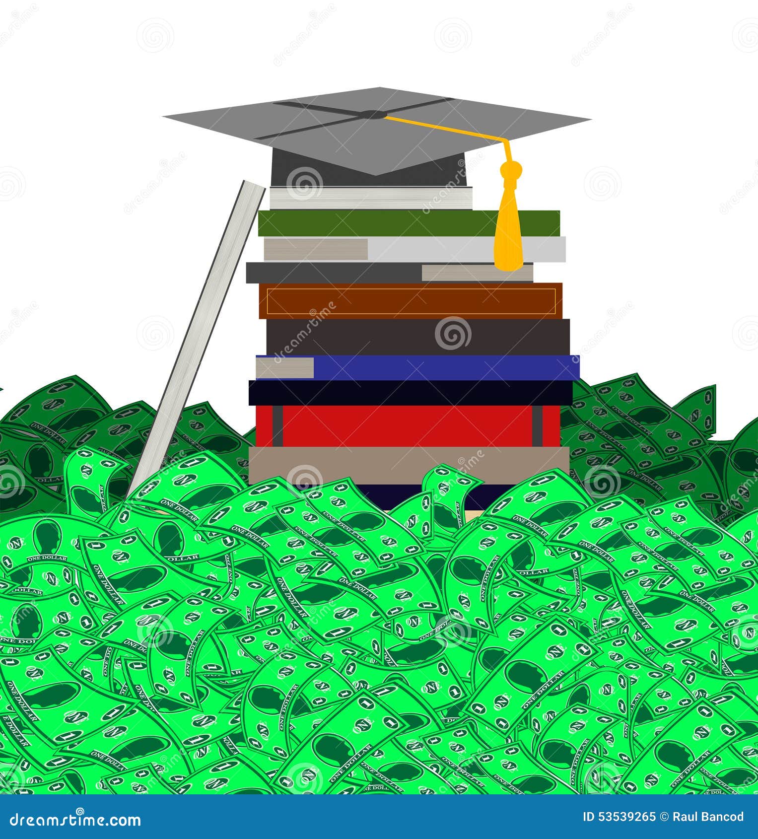 High Cost of College Education ( on White Background) Stock Image