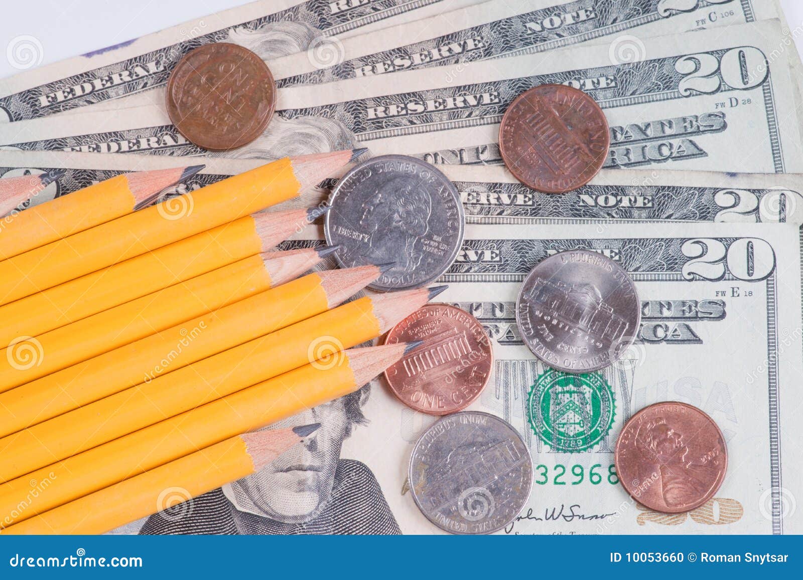 High Cost of School Supplies Stock Photo Image of coin, paper 10053660