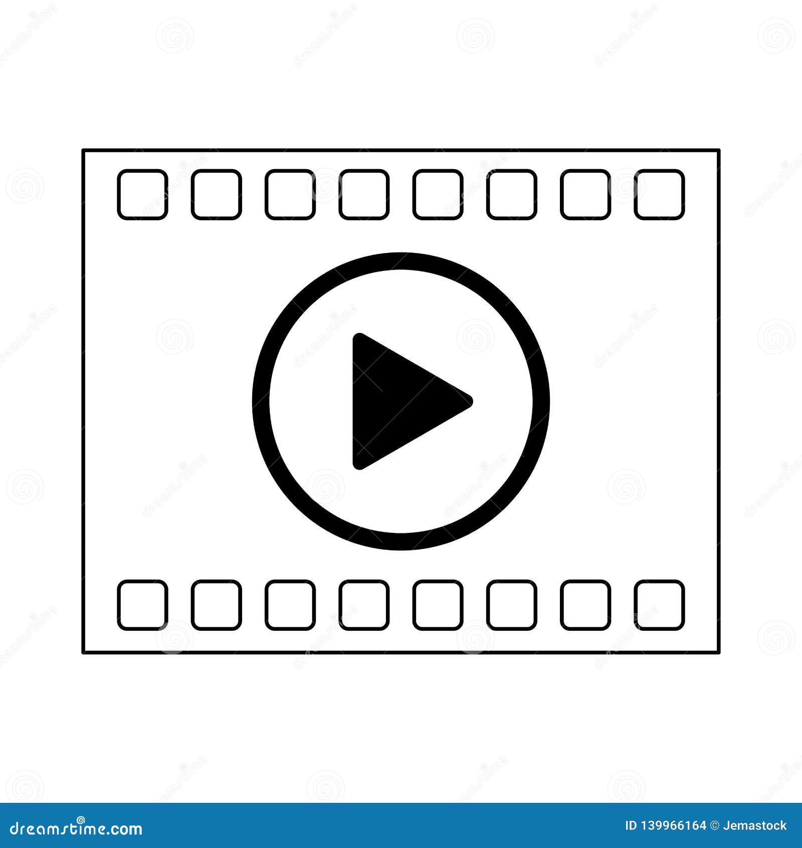 High Definition Movie Symbol in Black and White Stock Vector
