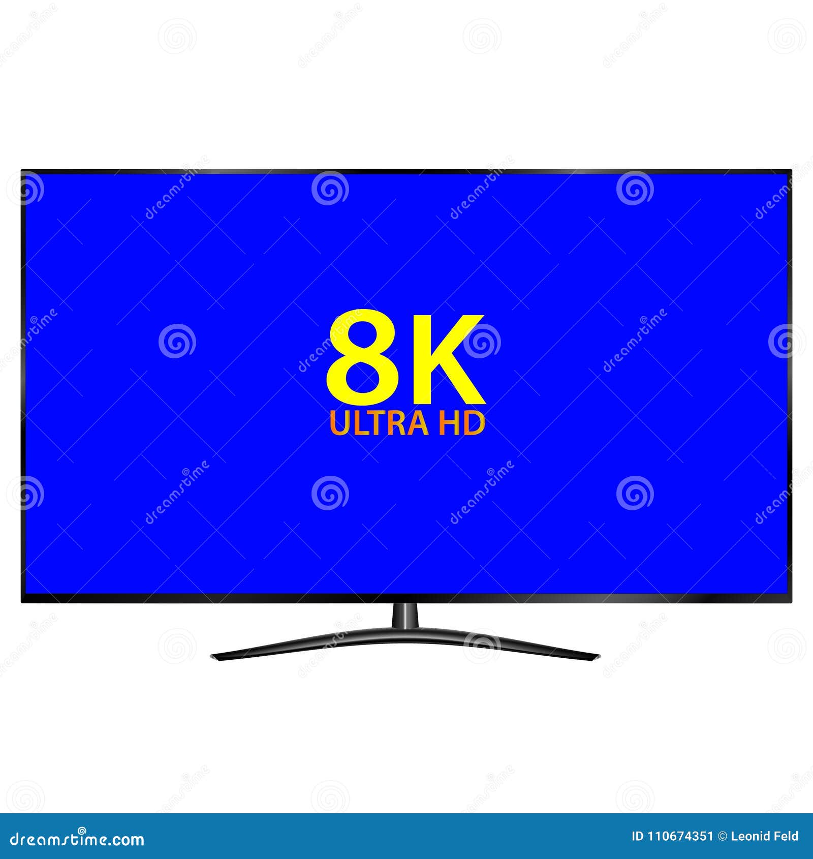 Modern TV with blue screen stock vector. Illustration of white 110674351