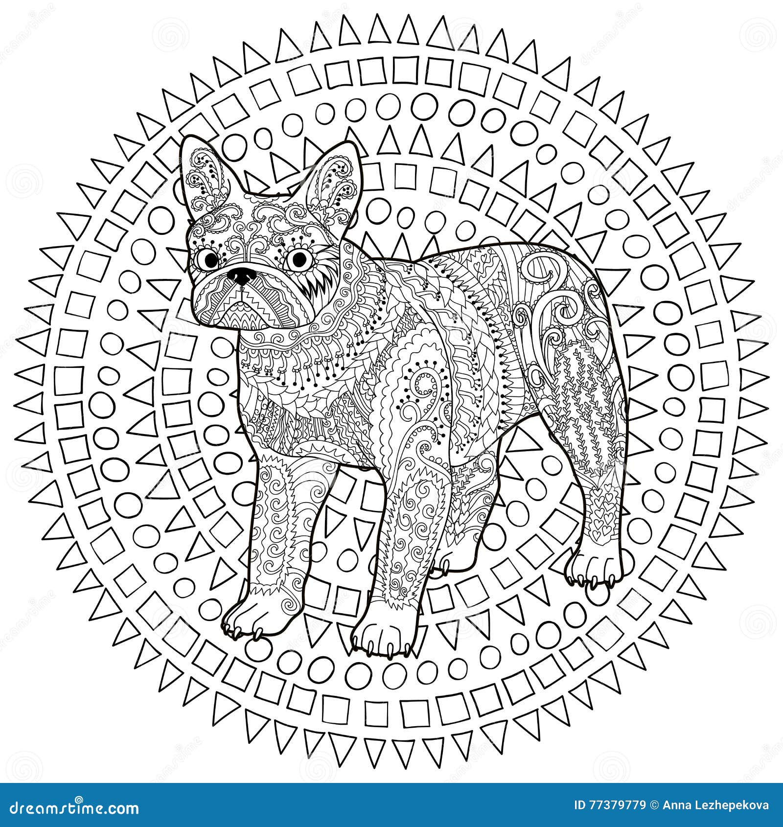 Download High Detail Patterned French Bulldog. Stock Vector ...