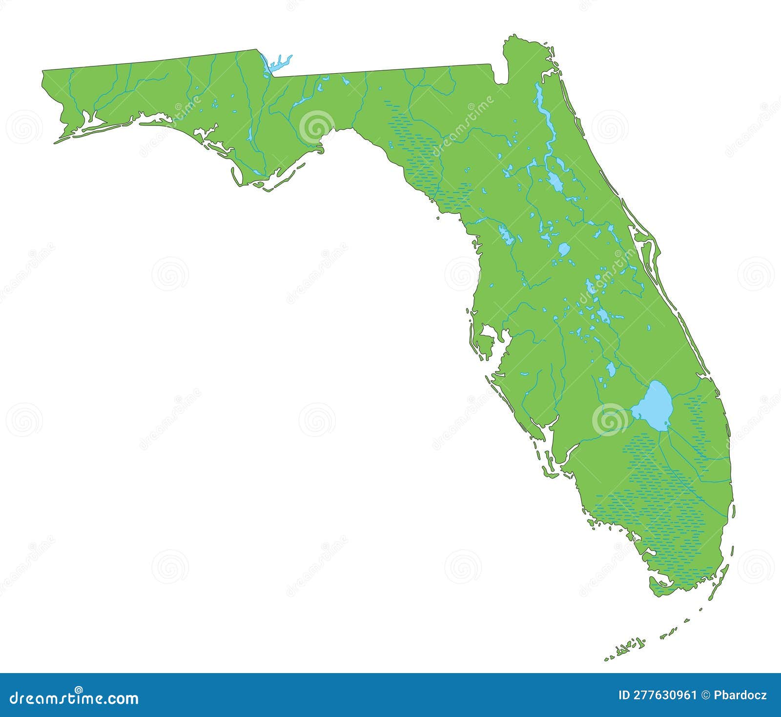 Detailed Florida Physical Map. Stock Vector Illustration of national, background 277630961