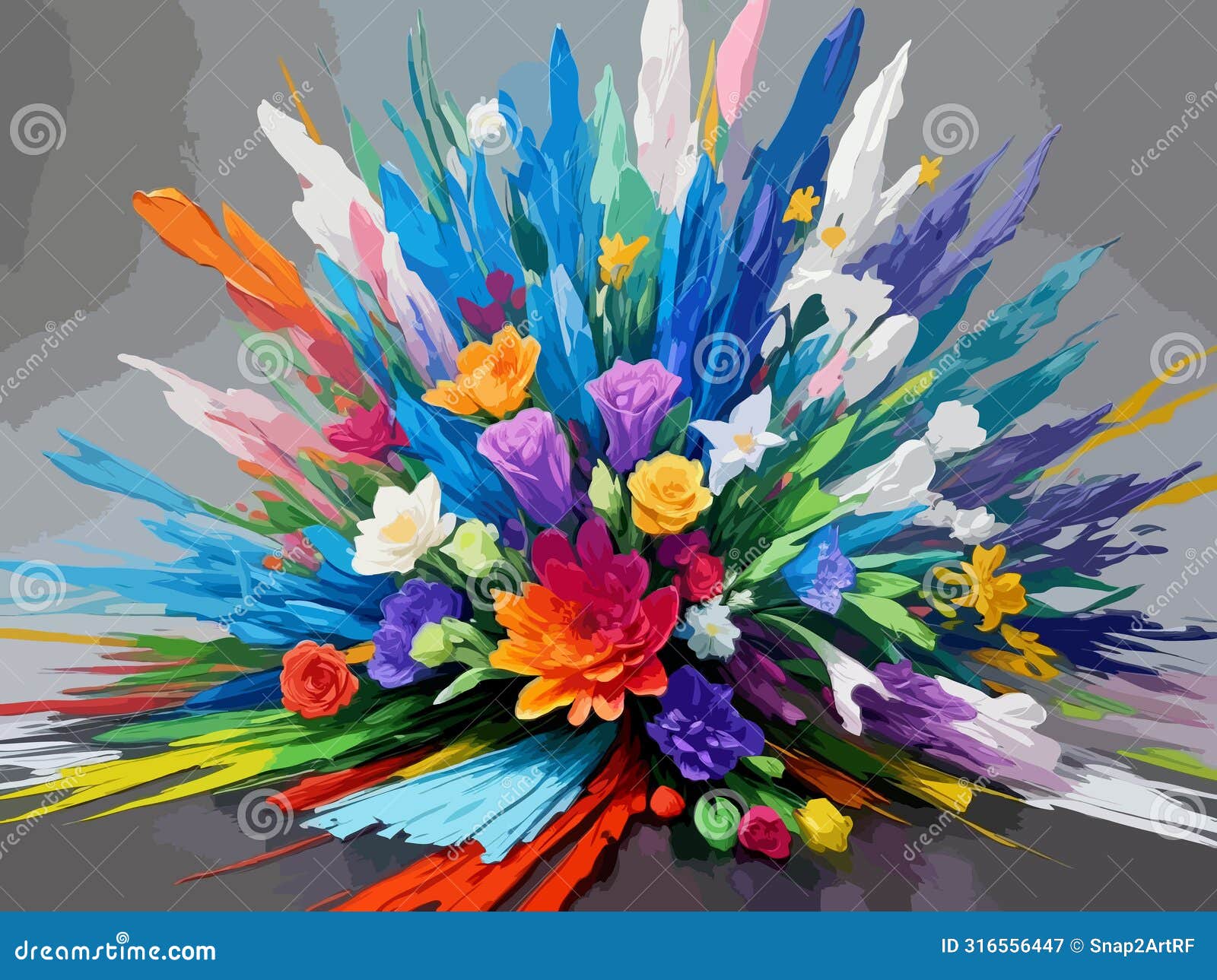 high detailed full color  - exuberant bloom soft edged image - an expressive floral rhapsody