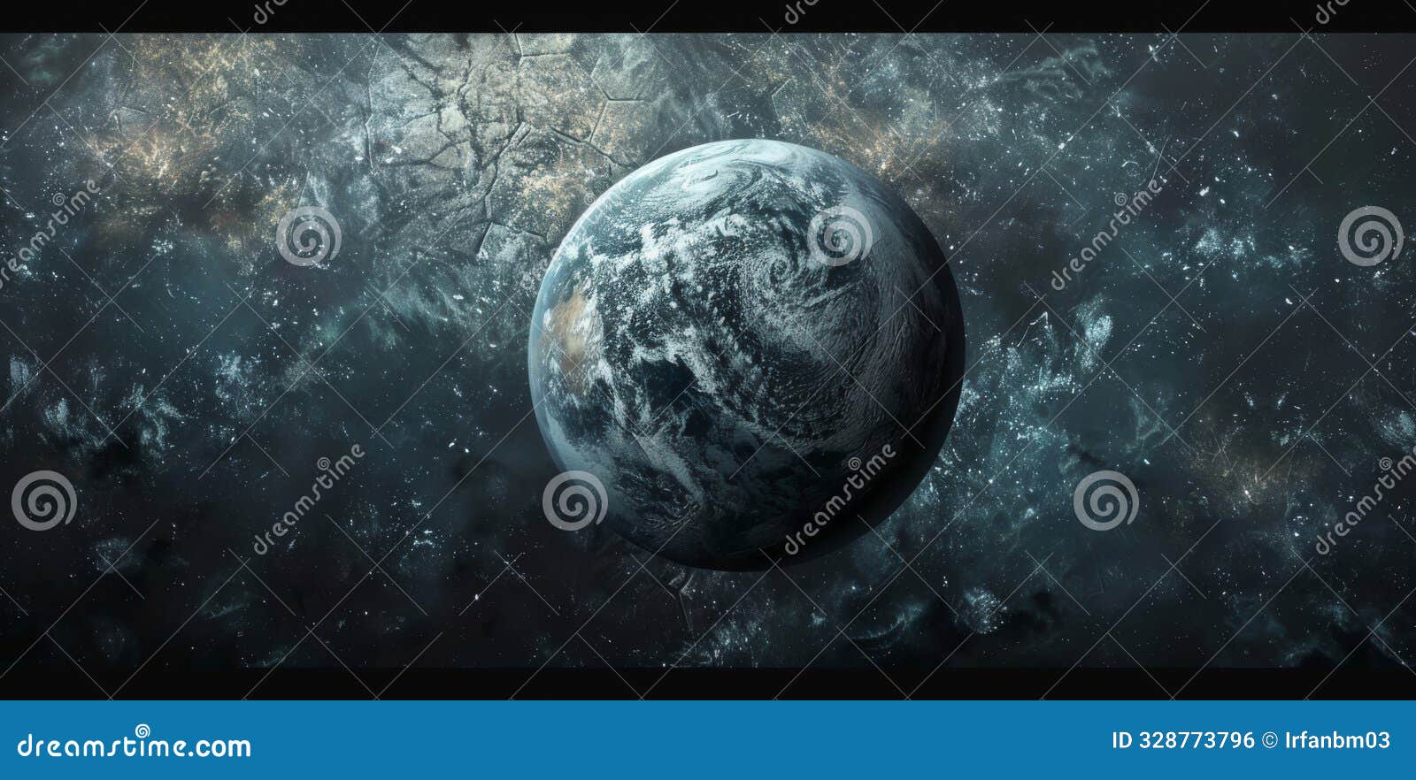 frozen earth endures in a vast and desolate cosmos, a concept