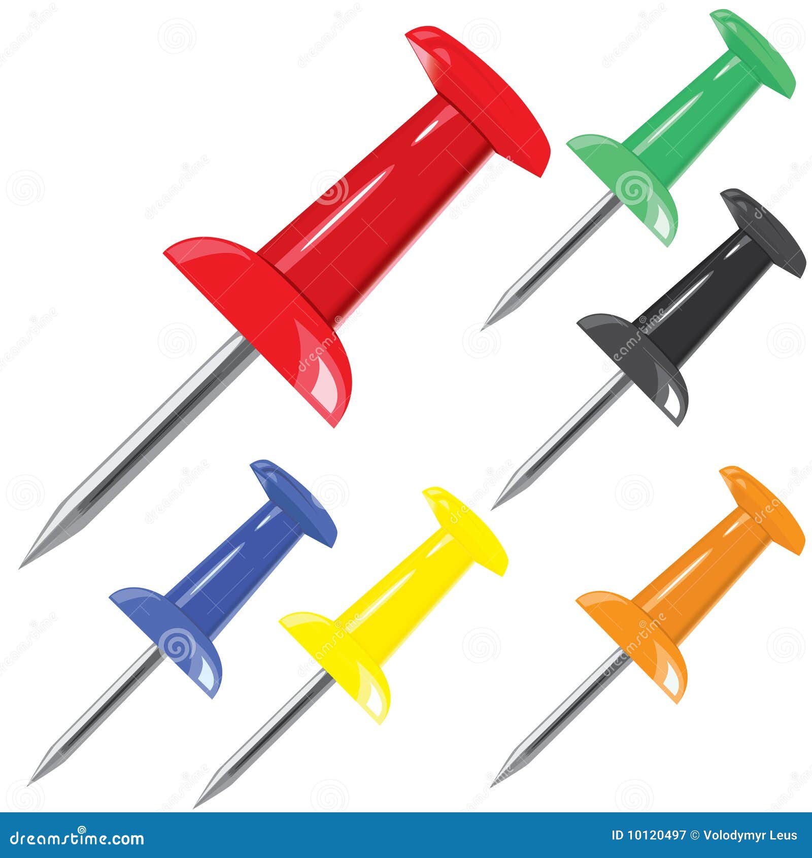 High Detailed Motley Pin Set (vector, CMYK) Stock Vector Illustration of memory, attachment