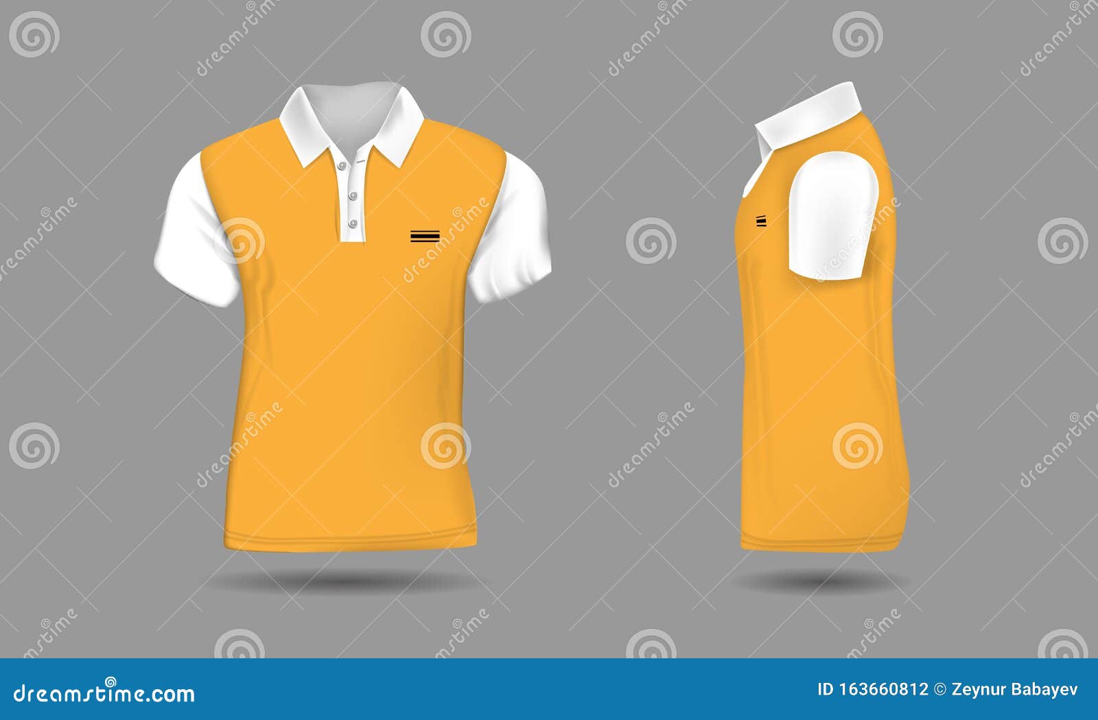 High Detailed Realistic Polo T-shirt for Your Design. White and Orange ...