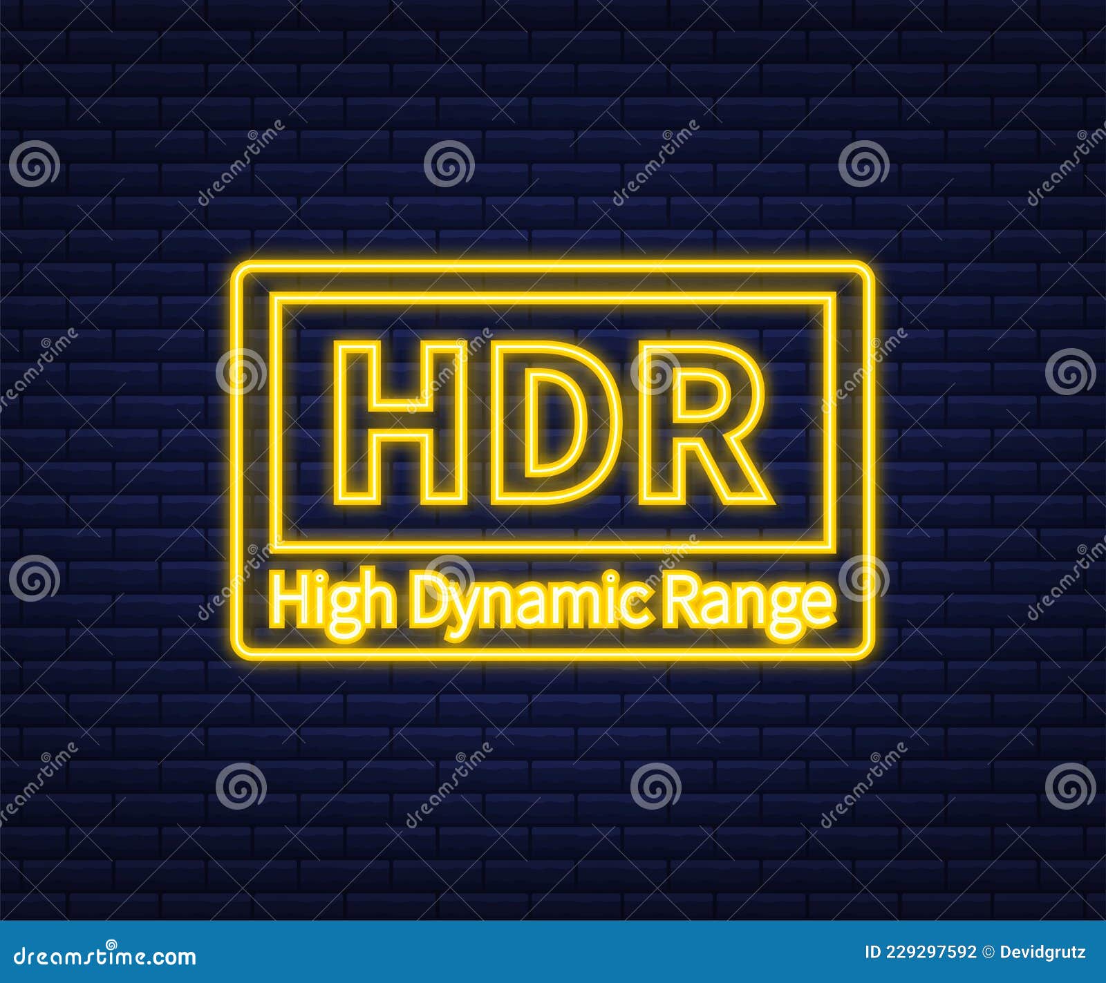 high dynamic range imaging, high definition. hdr. neon icon.  .