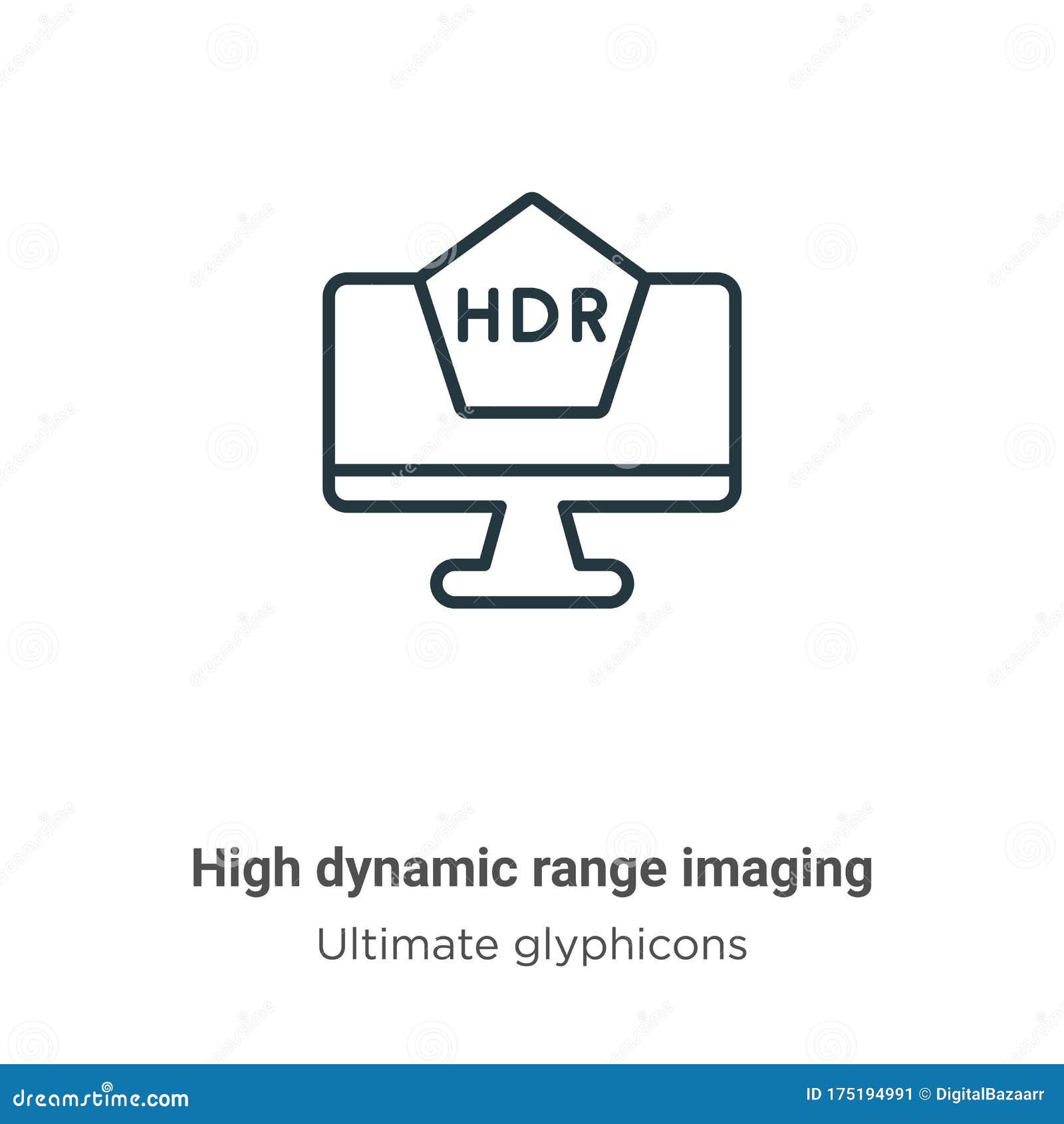 high dynamic range imaging outline  icon. thin line black high dynamic range imaging icon, flat  simple 