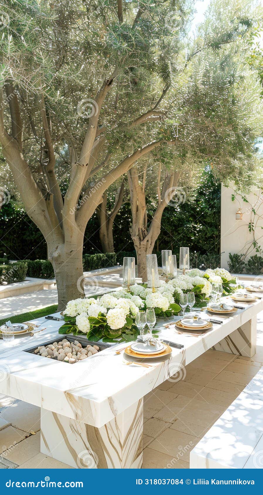 A Highend Outdoor Dining Experience, Featuring a Luxurious Marbletop