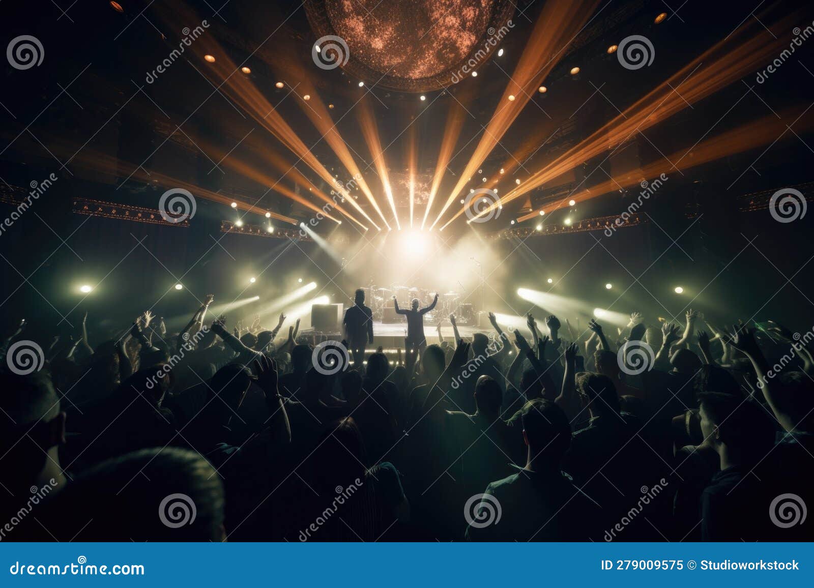 High-energy Concert with Energetic Audience and Strobe Lights for Album