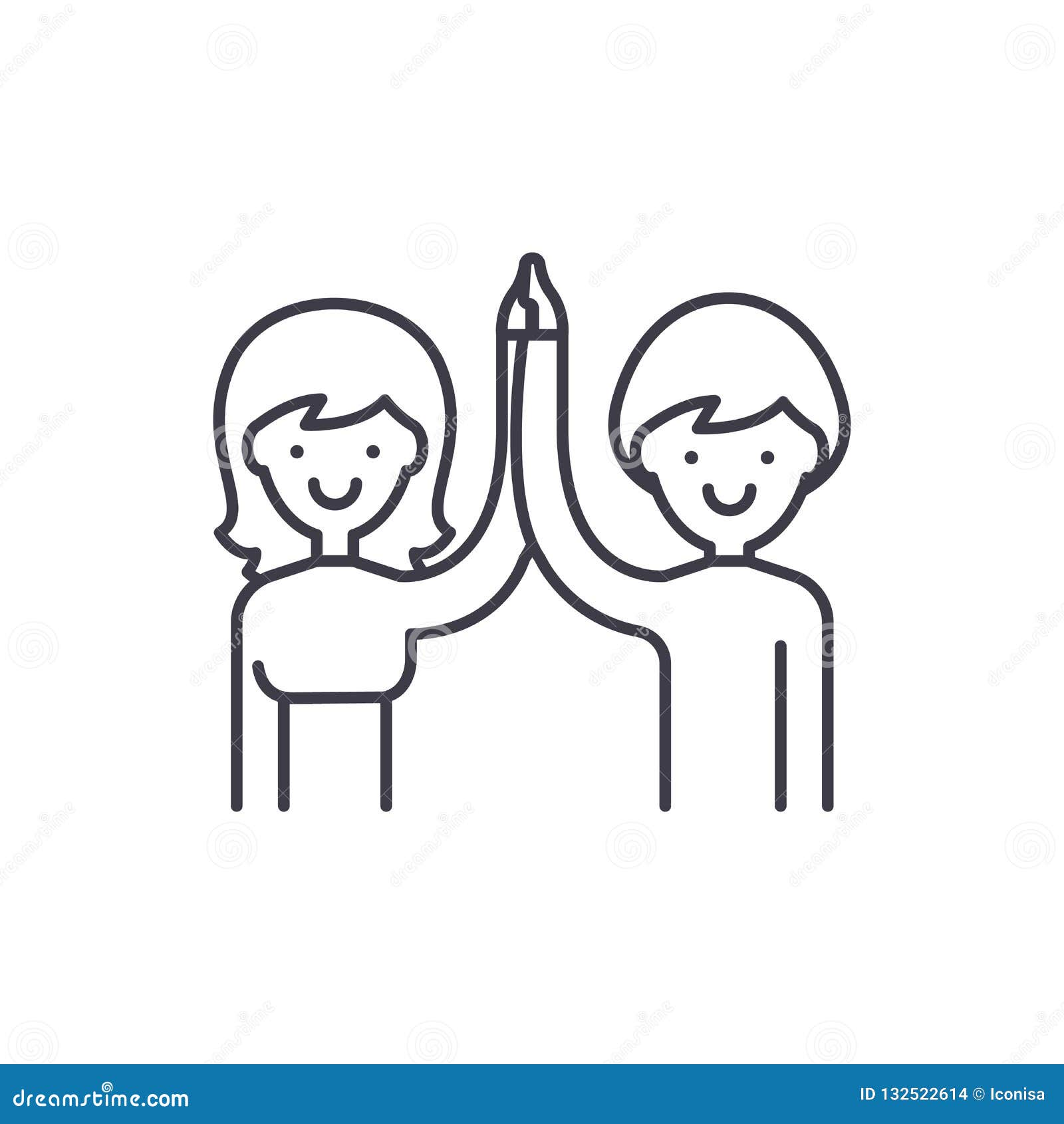 high five line icon concept. high five  linear , , sign