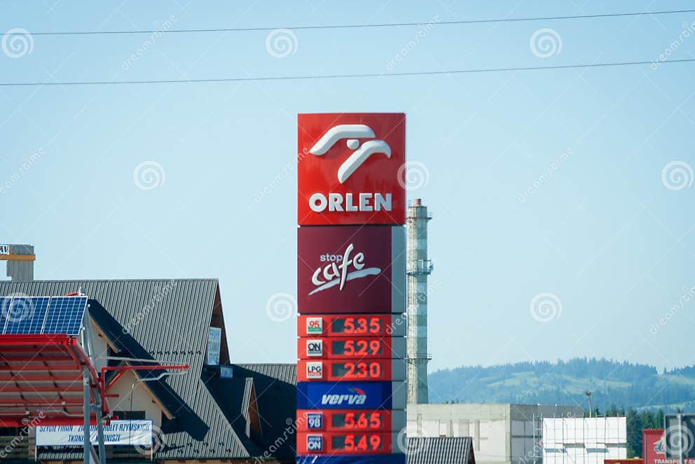 High Fuel Prices in Poland. Price List of Gas Station Orlen Editorial Photo Image of station