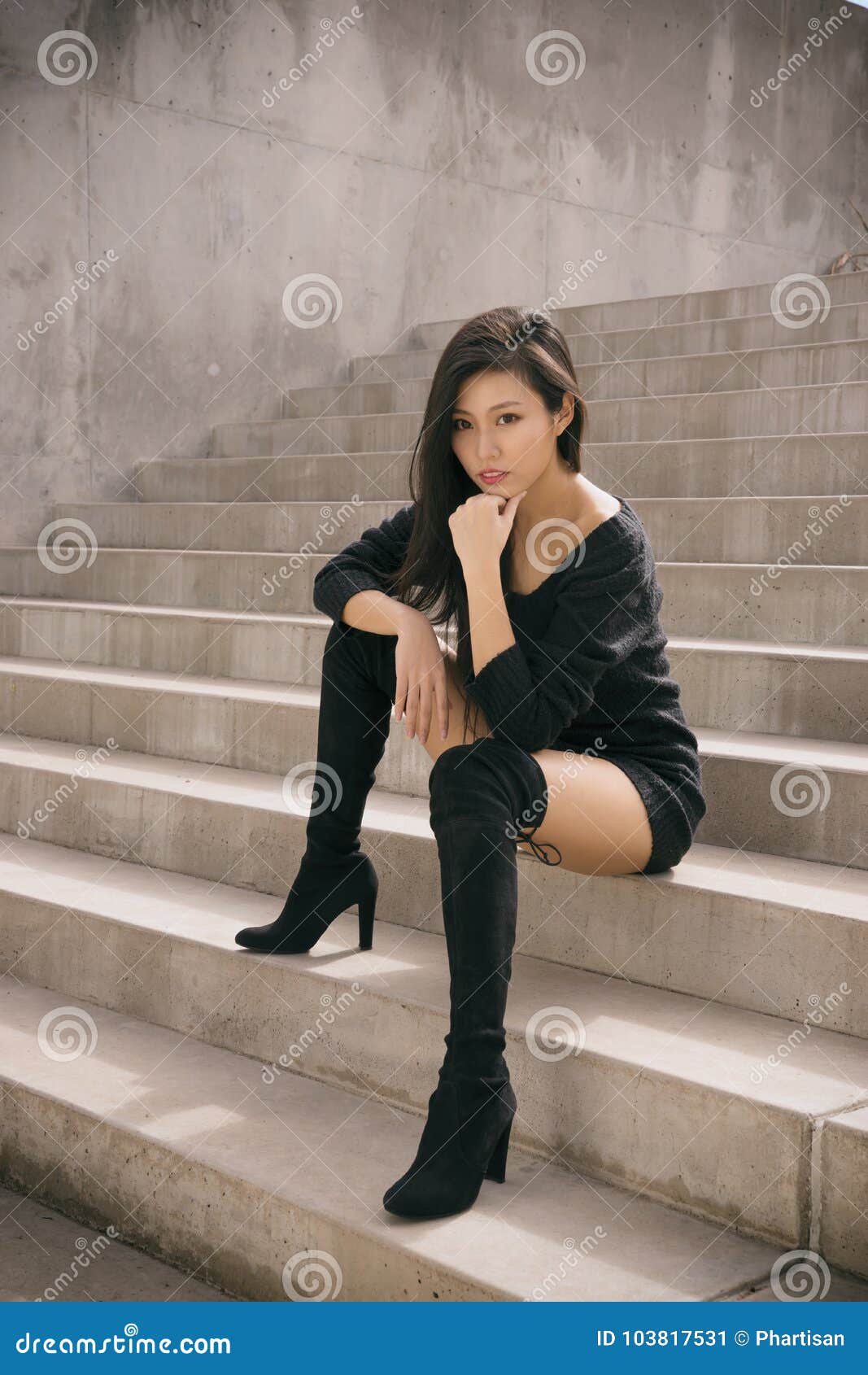 sexy long black boots