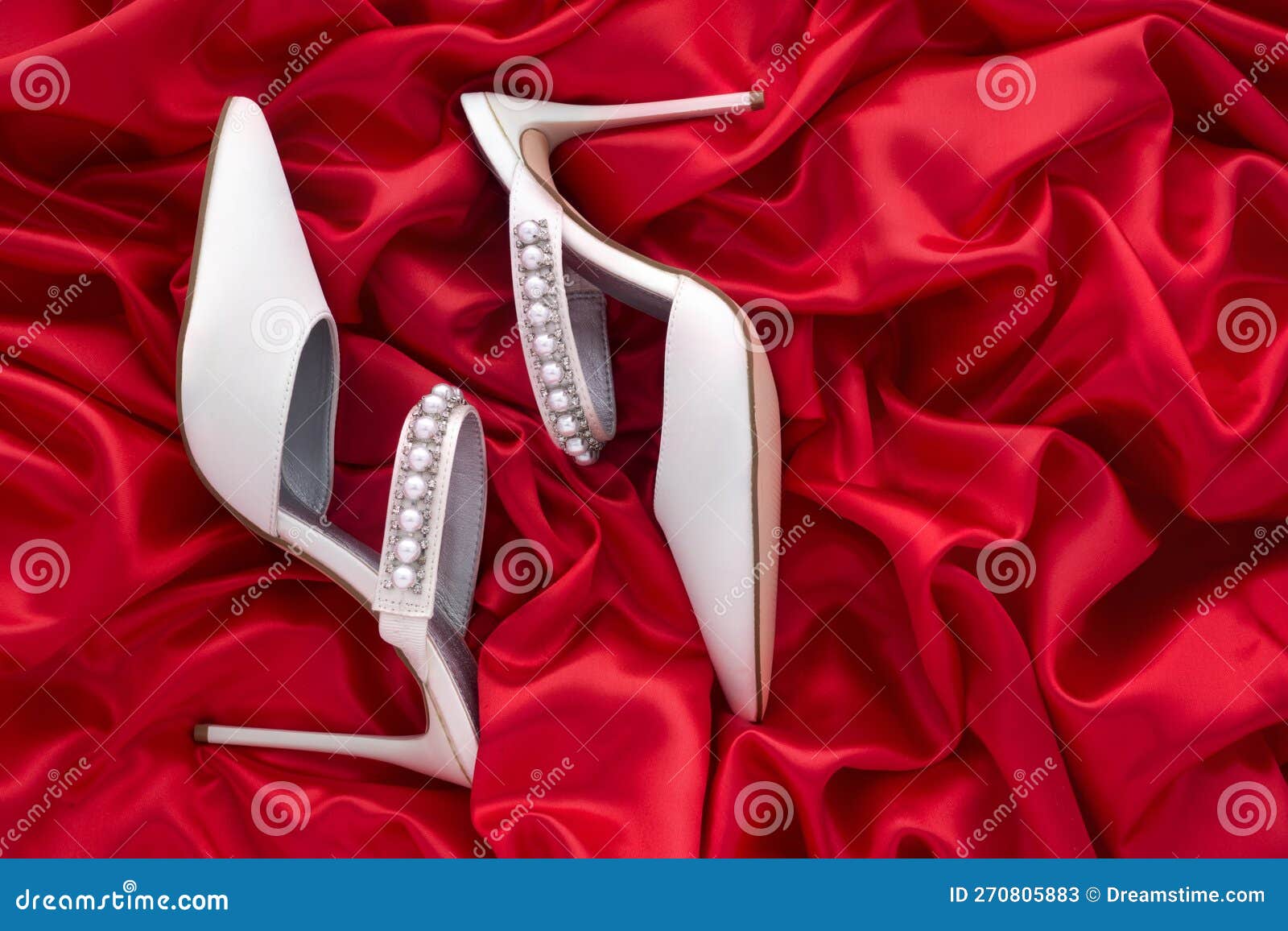 High Heel Shoes on a Bright Silk Background Stock Image Image of