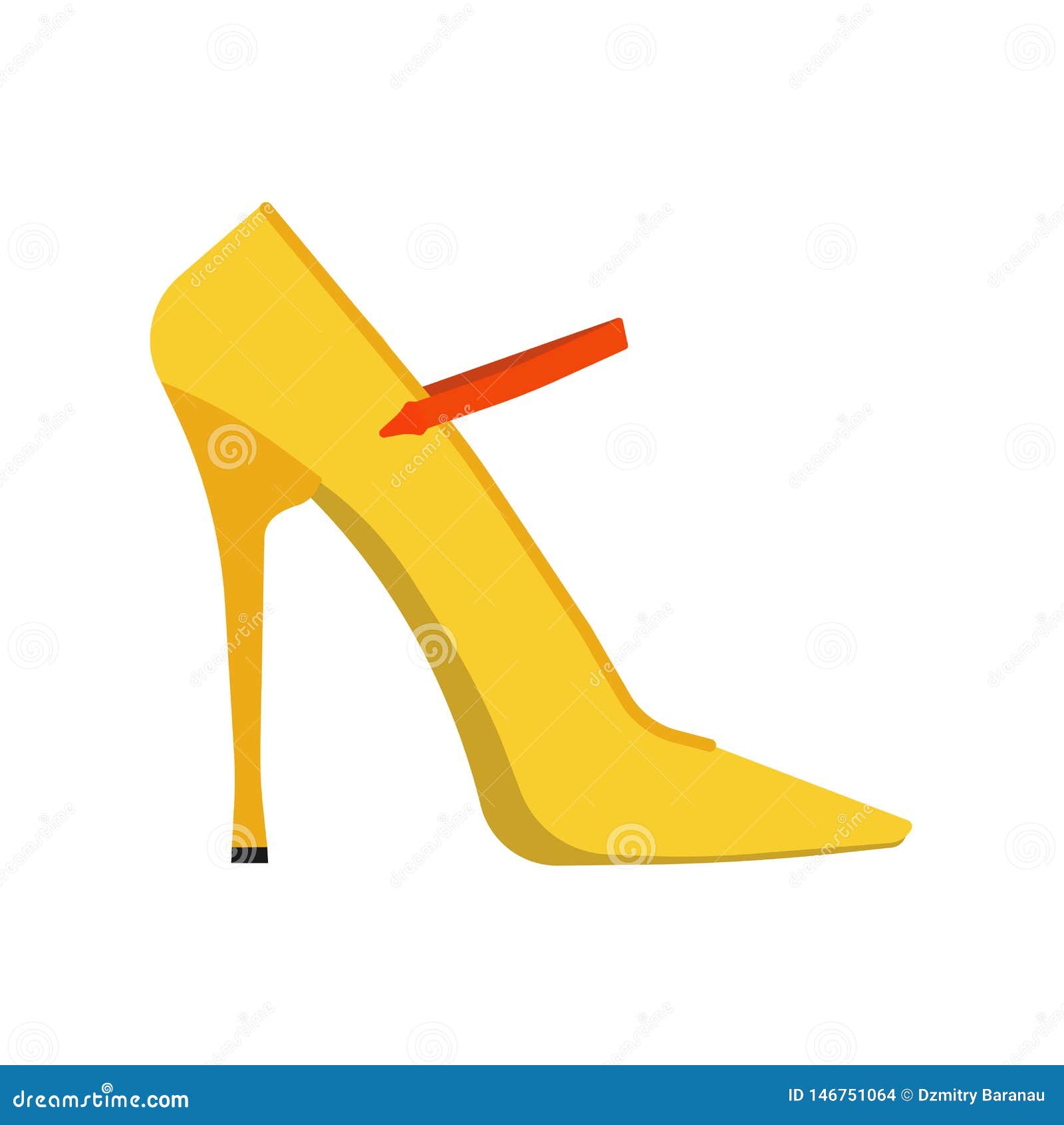 High Heel Yellow Beautiful Foot Shoes Wear. Feminine Trendy Fashion ...