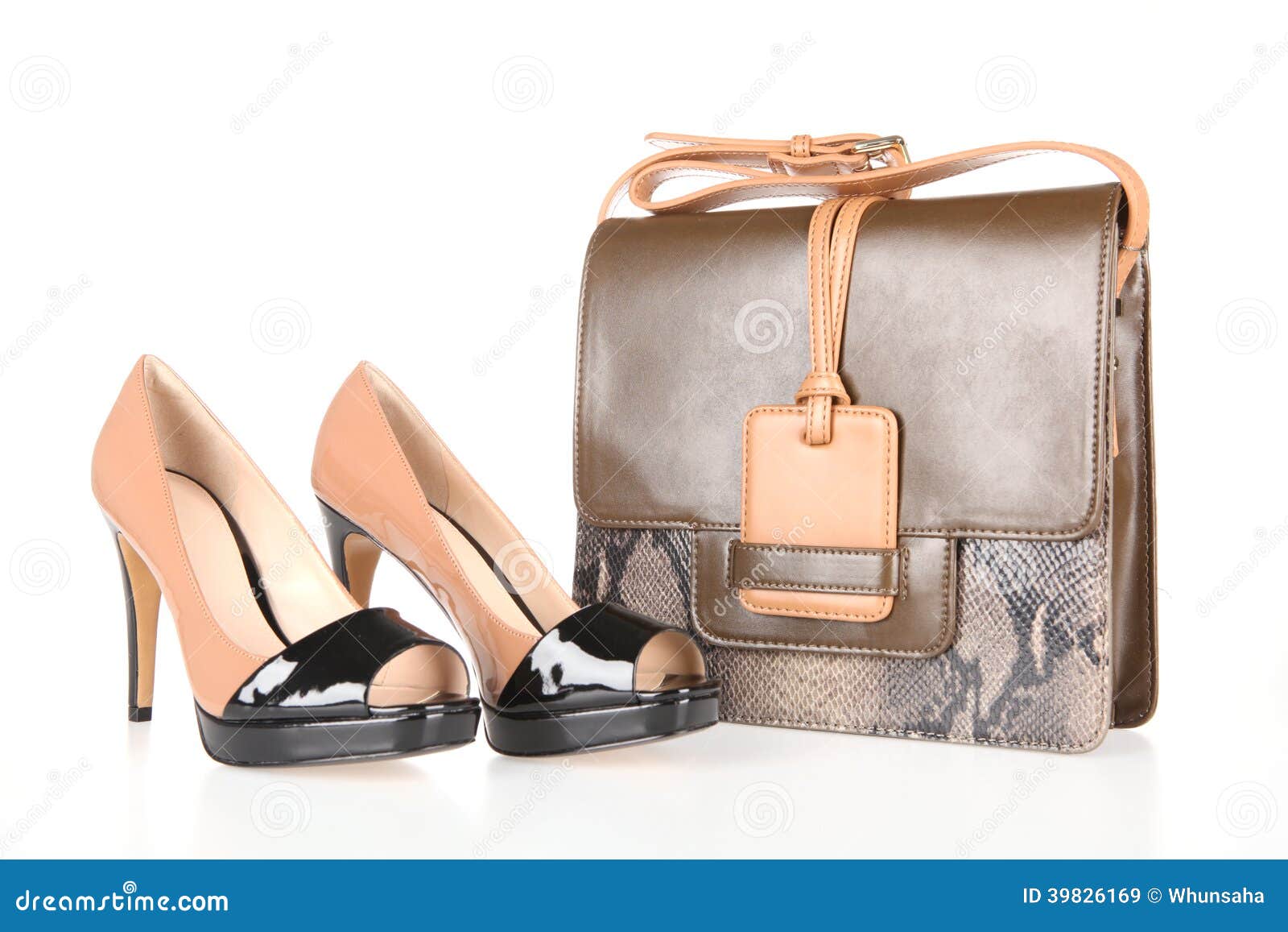 Highheeled Boots and Leather Bag Stock Image Image of female